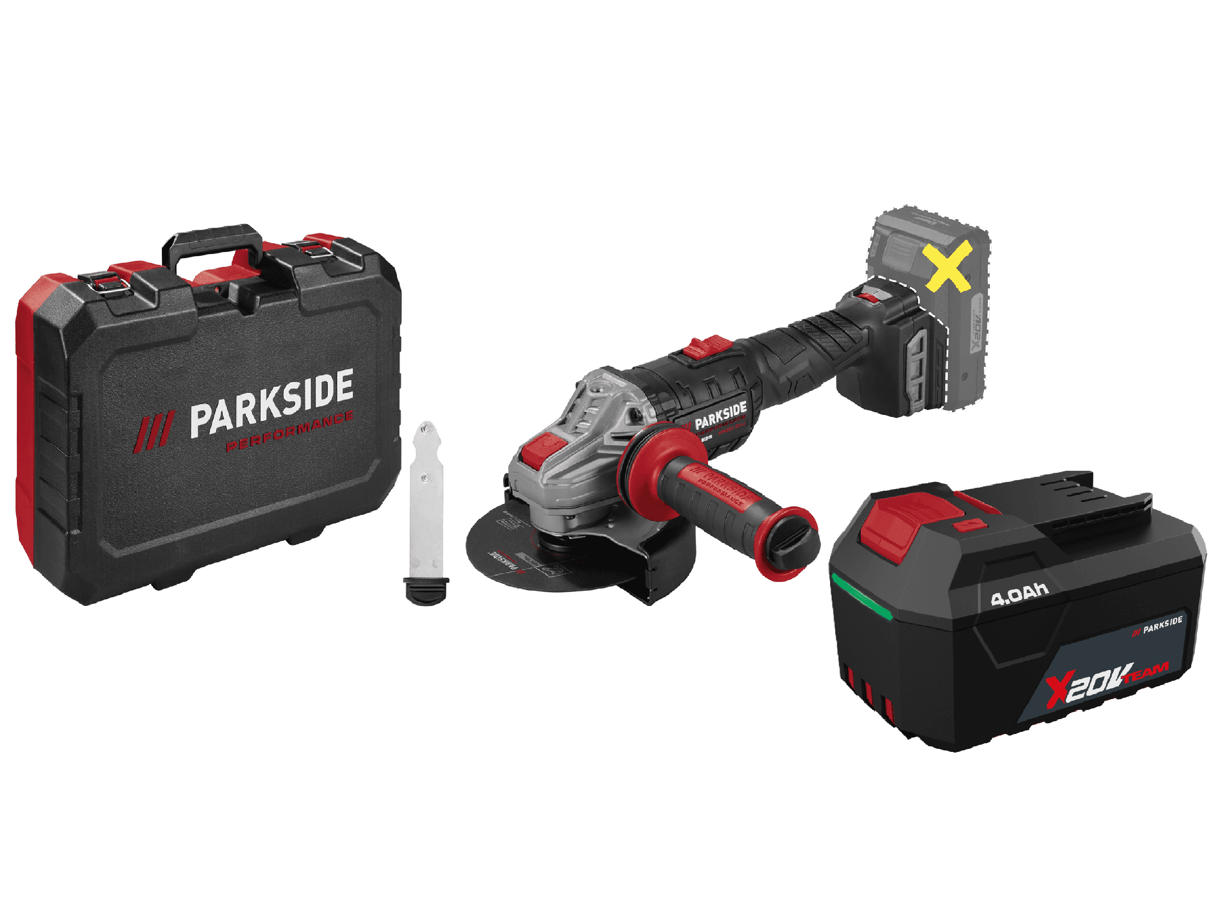 PARKSIDE PERFORMANCE® Aku uhlová brúska 20 V PPWSA 20 Li A1 + Akumulátor 20 V/4 Ah