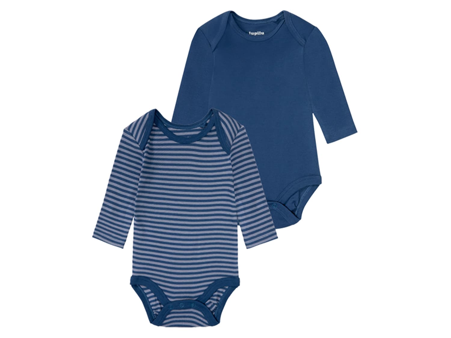 lupilu® Chlapčenské body s dlhým rukávom, 2 kusy (pásikavá/navy modrá, 50/56)