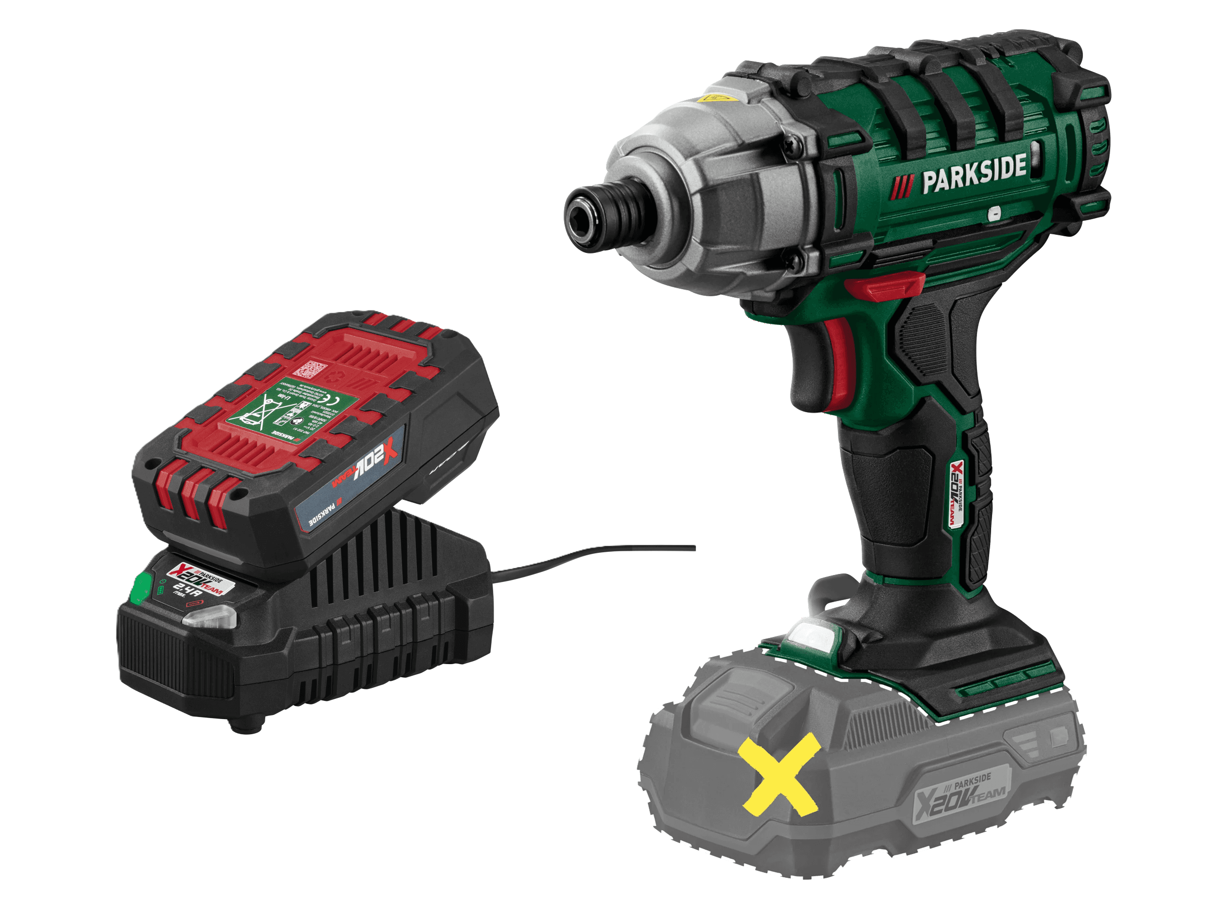 PARKSIDE® Aku rázový uťahovák PDSSA 20-Li B2 + Akumulátor 20 V/2 Ah + Nabíjačka 20 V/2,4 A