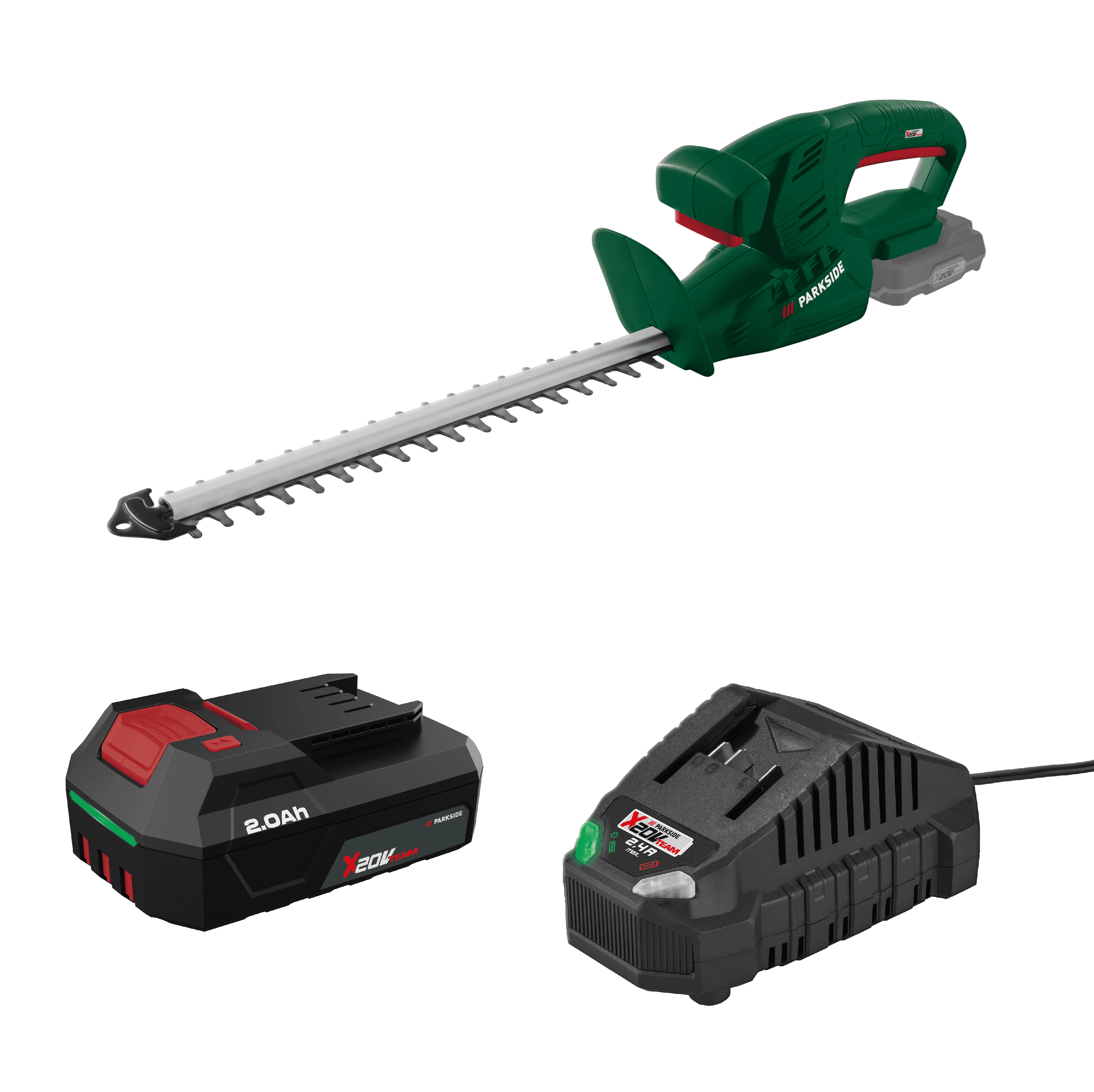 PARKSIDE® Aku nožnice na živý plot PAHS 35 A1 + Akumulátor 20 V/2 Ah PAP 202 A1 + Nabíjačka na akumulátor 20 V/2,4 A PLG 20 C1