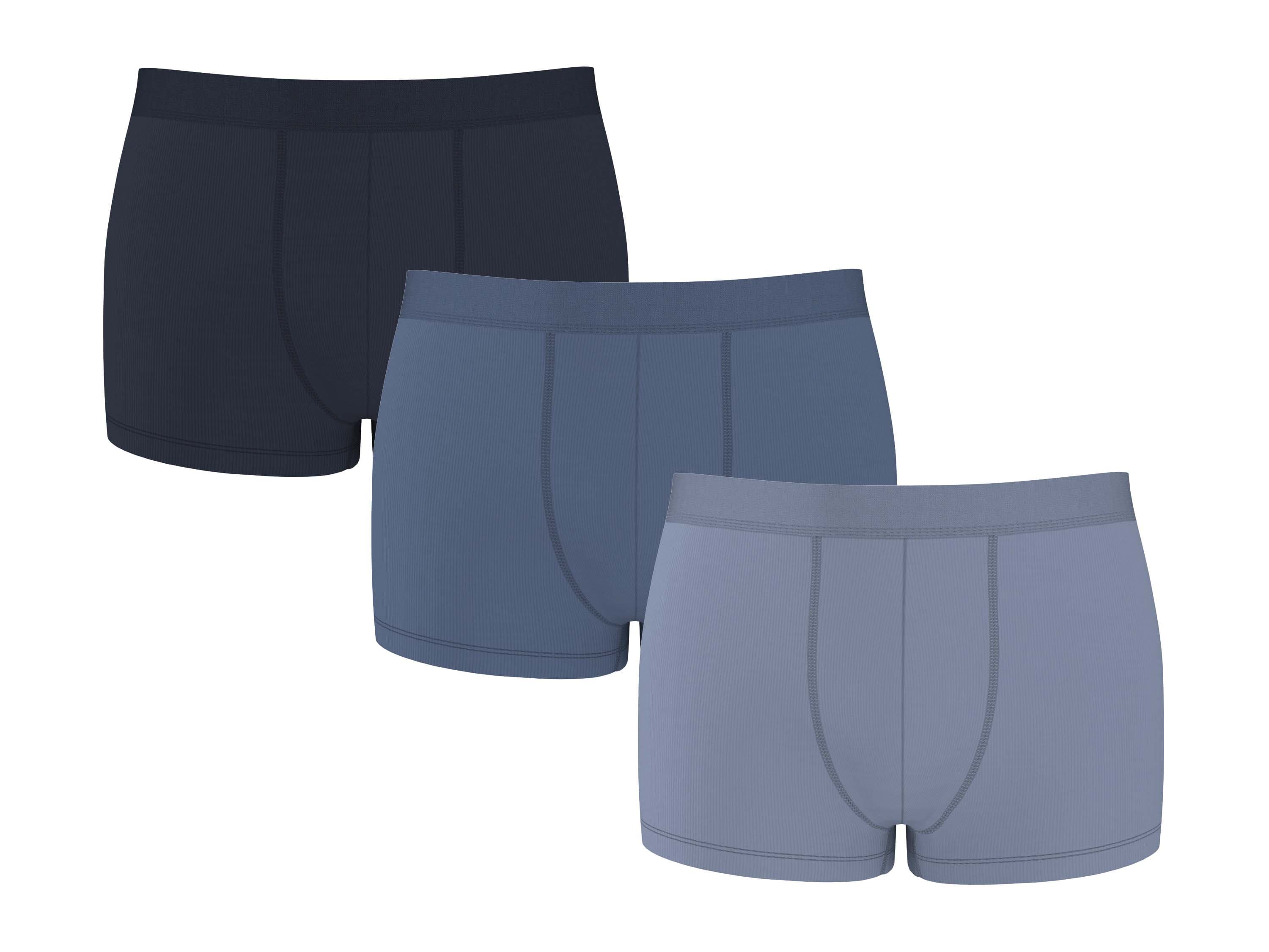ESMARA MEN Pánske rebrované boxerky, 3 kusy (navy modrá/modrá, M)
