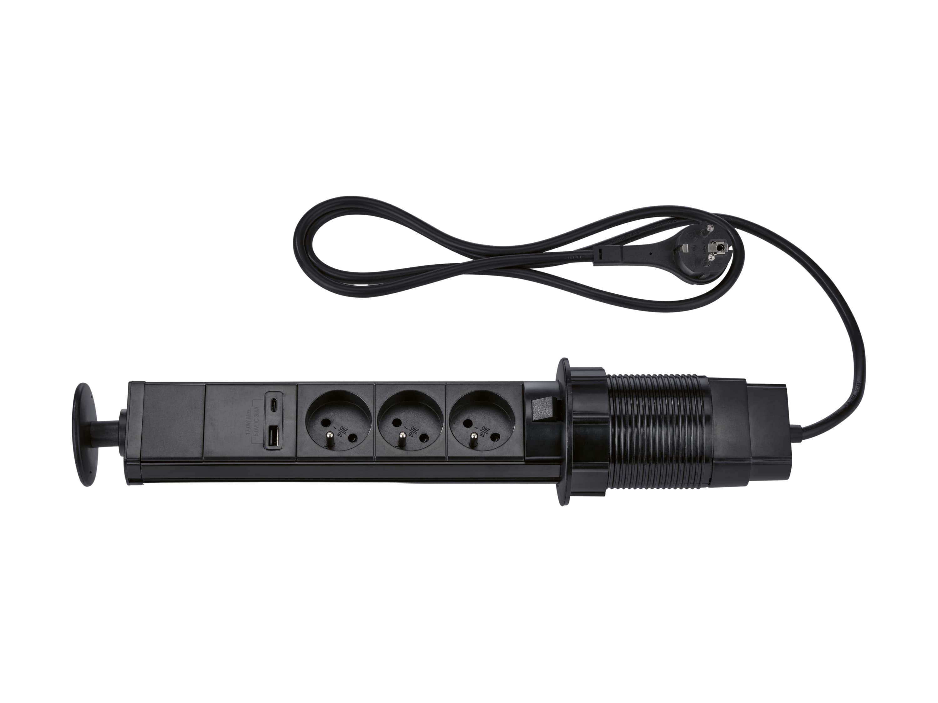 TRONIC® Zásuvková lišta (stolná zásuvková lišta, čierna)