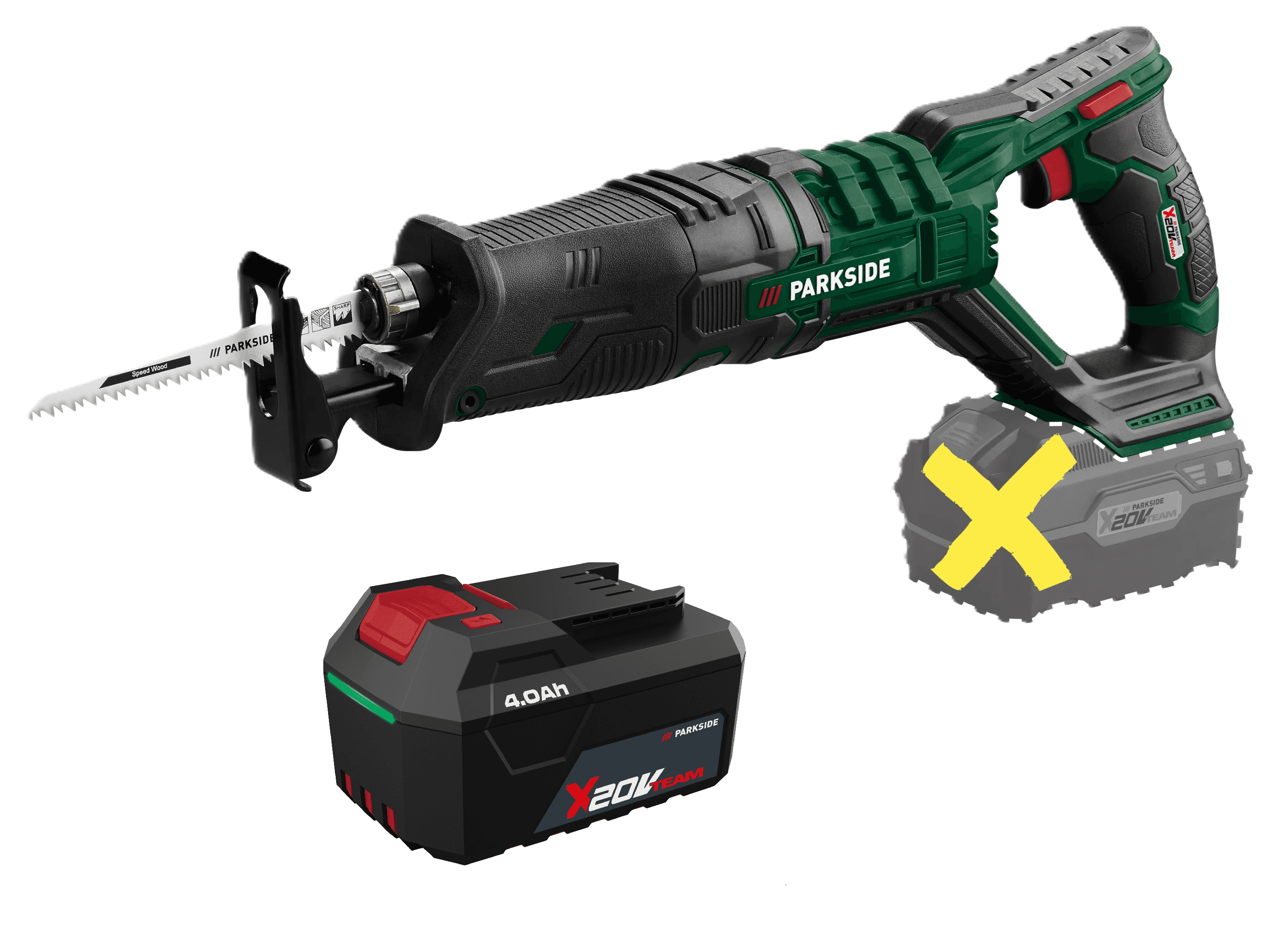 PARKSIDE® Aku chvostová píla 20 V PSSA 20-Li B2 + Akumulátor 20 V/4 Ah