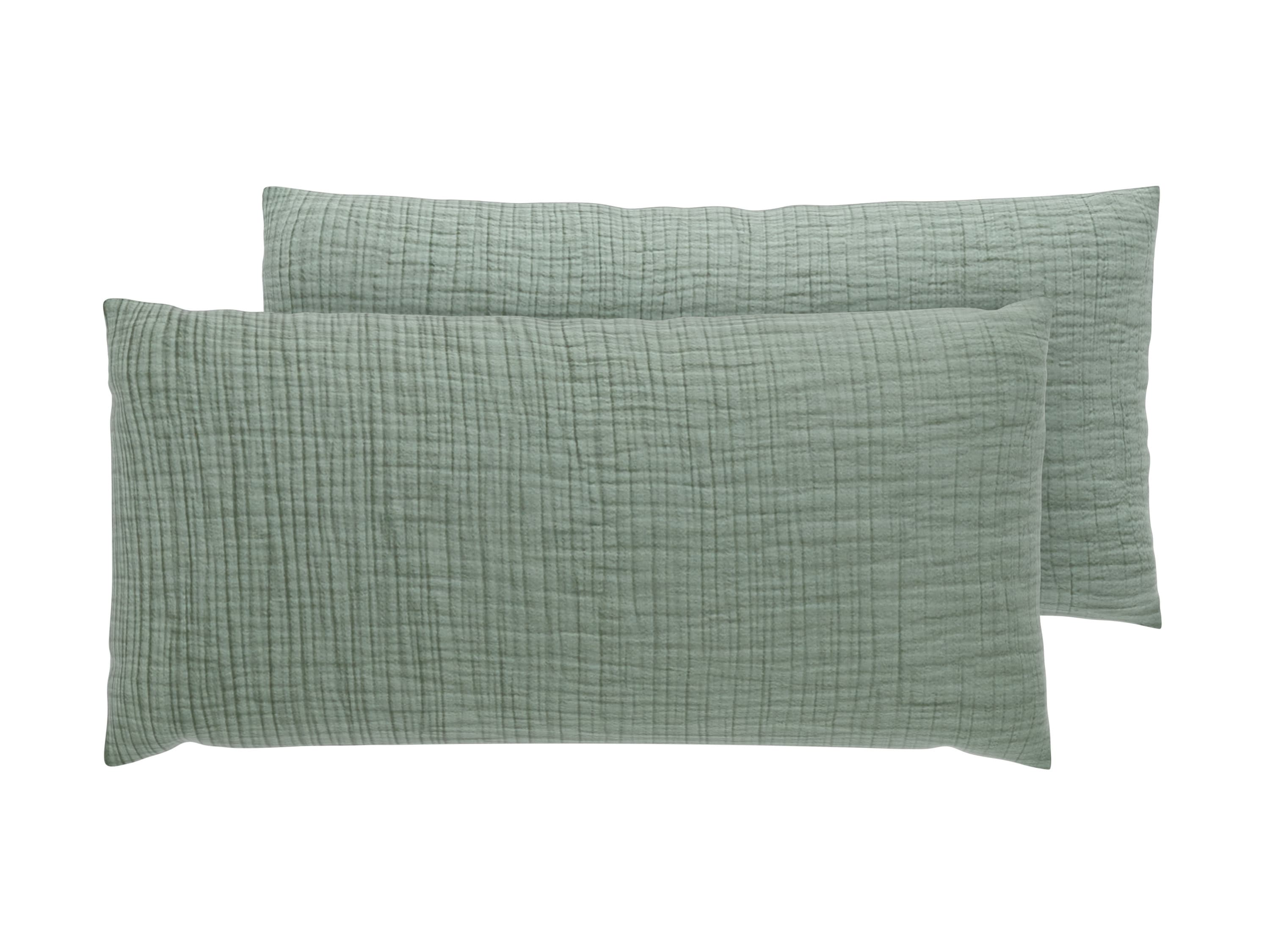 LIVARNO® Mušelínová obliečka na vankúš, 40 x 80 cm, 2 kusy (zelená)