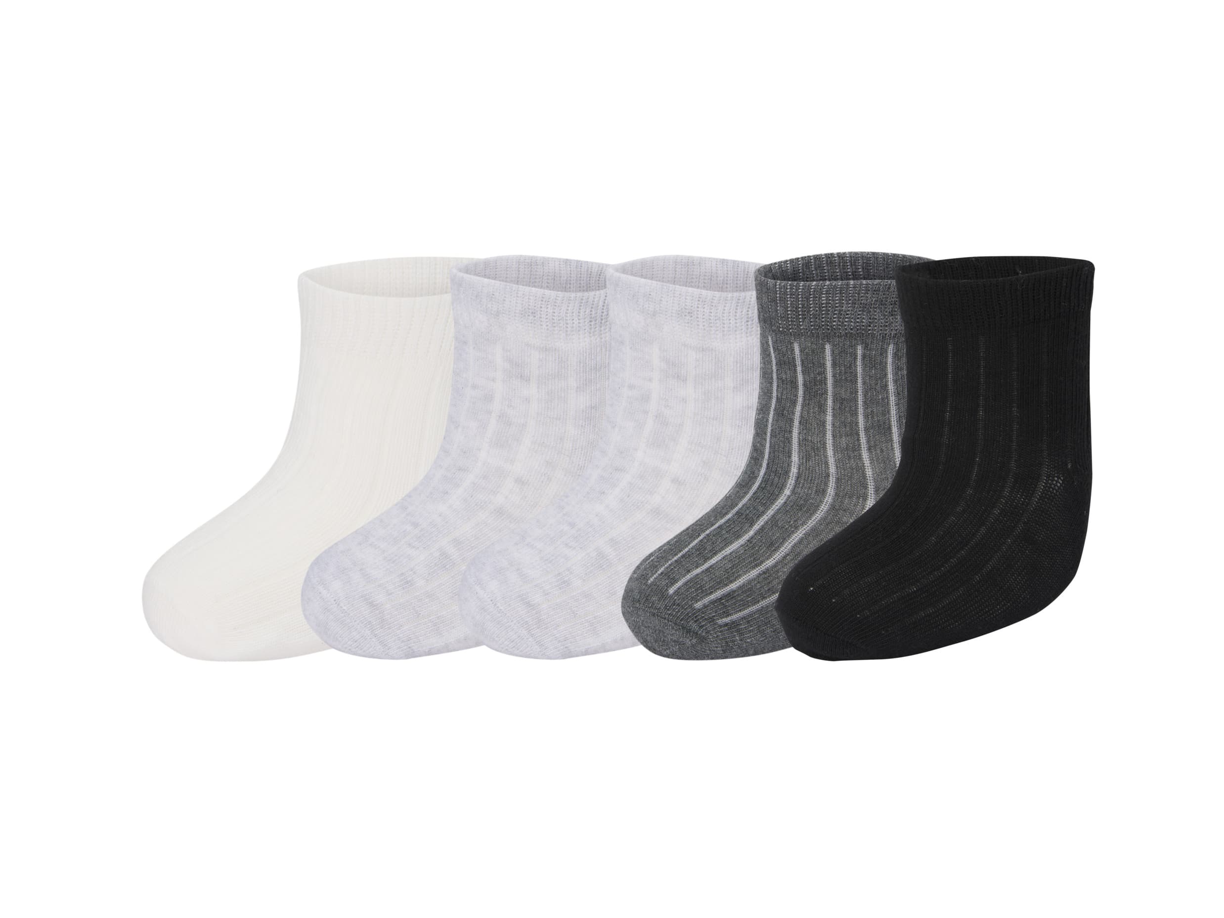 LUPILU® Ponožky pre bábätká, 5 párov (krémová/sivá/čierna, 19/22)