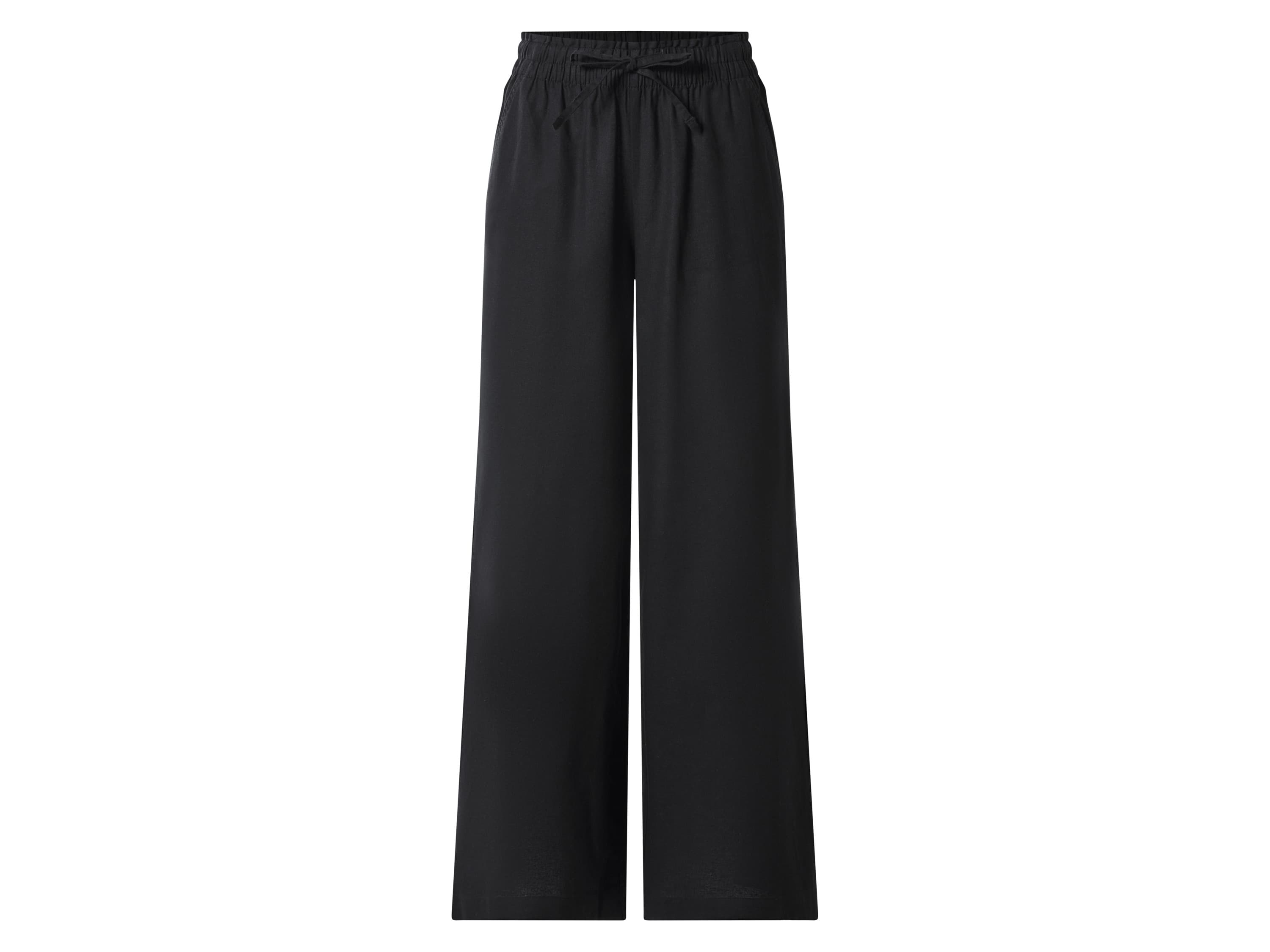 esmara® Dámske nohavice Wide Leg s ľanom Premium (čierna, L (44/46))