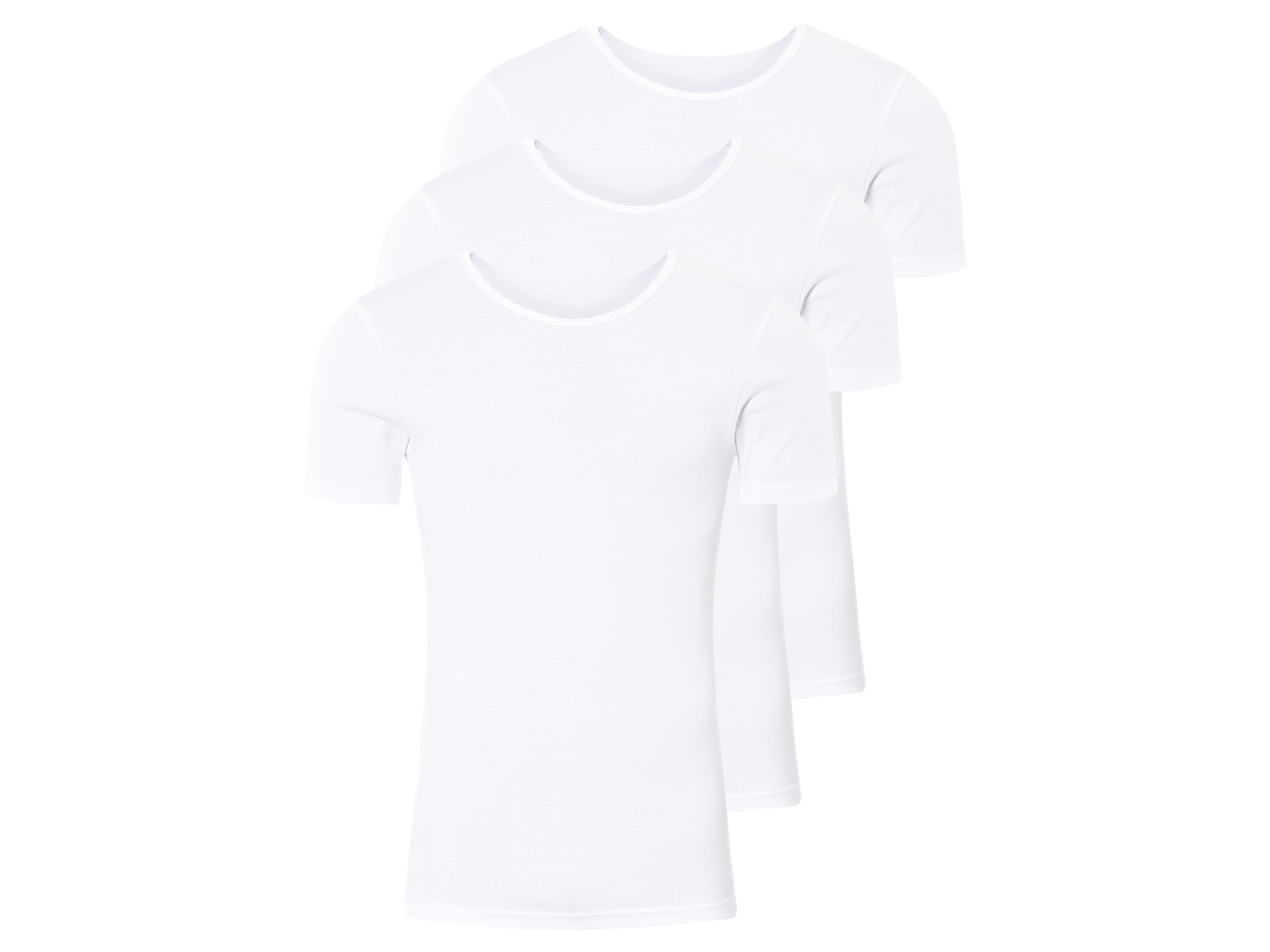 LIVERGY® Pánske spodné tričko, 3 kusy (okrúhly výstrih, biela, M)