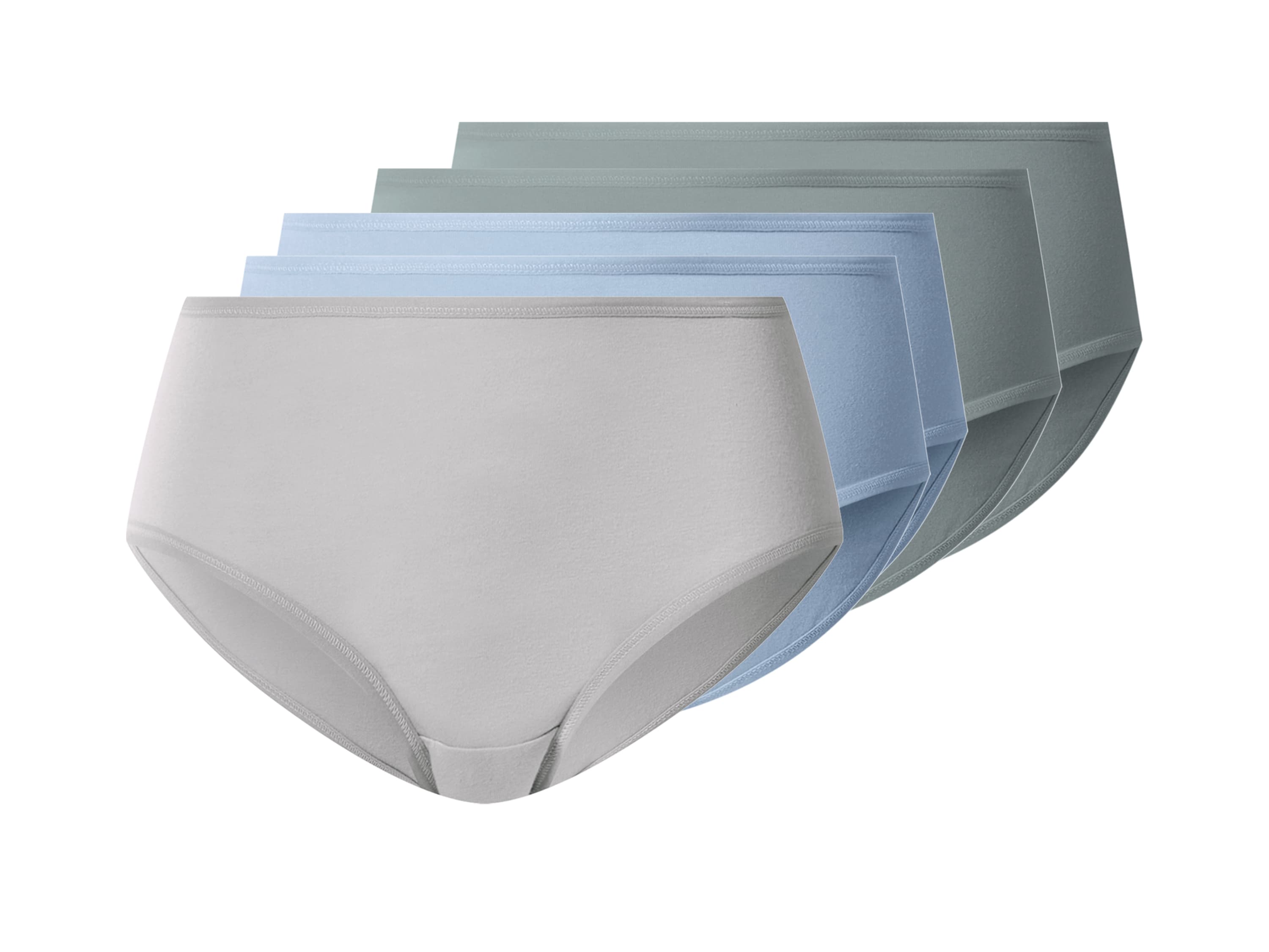 ESMARA® Dámske nohavičky s vysokým pásom, 5 kusov (zelená/modrá/sivá, S (36/38))