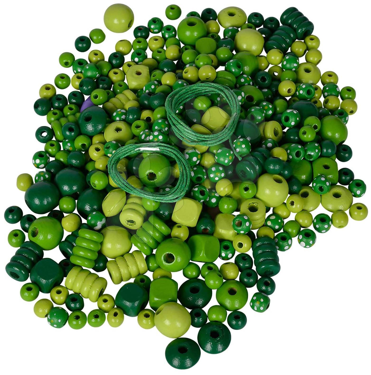 Drevené koráliky v taštičke Wooden Bead-Set in Bag Eichhorn 388 dielikov ružová zelená alebo modrá od 4 rokov