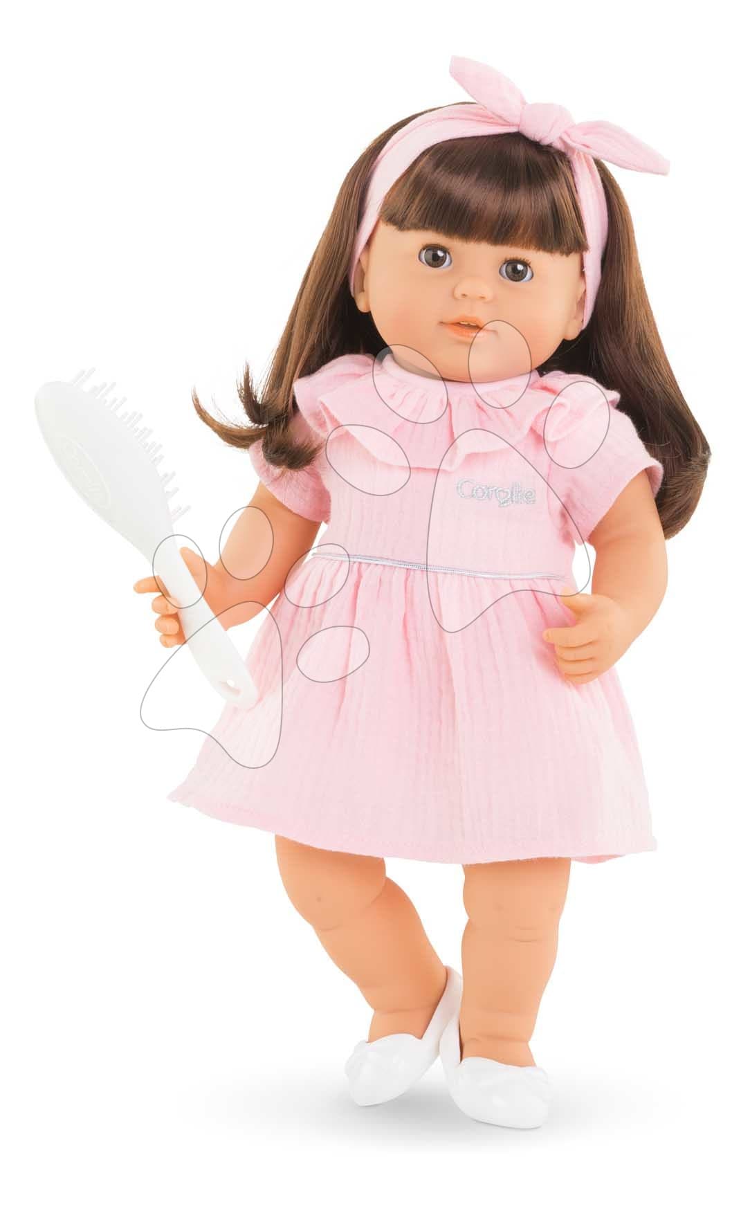 Bábika Julie Mon Grand Poupon Corolle s hnedými klipkajúcimi očami a dlhé hnedé vlasy s hrebeňom 36 cm