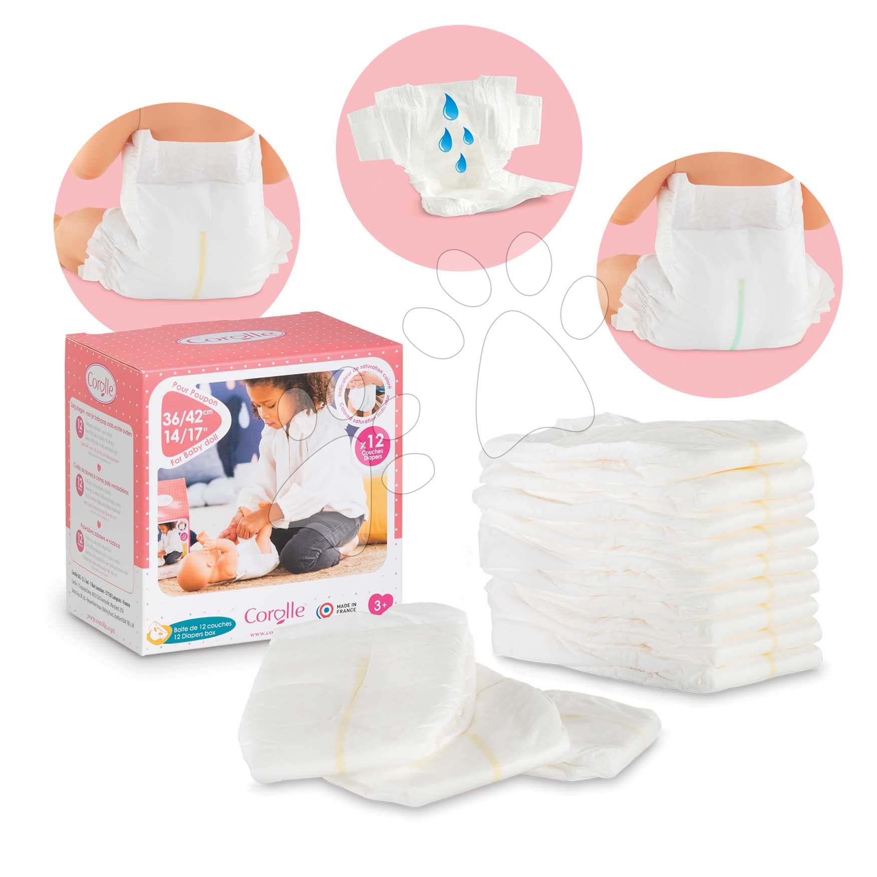Plienky pampersky 12 kusov Mon Grand Poupon Corolle pre 36-42 cm bábiku