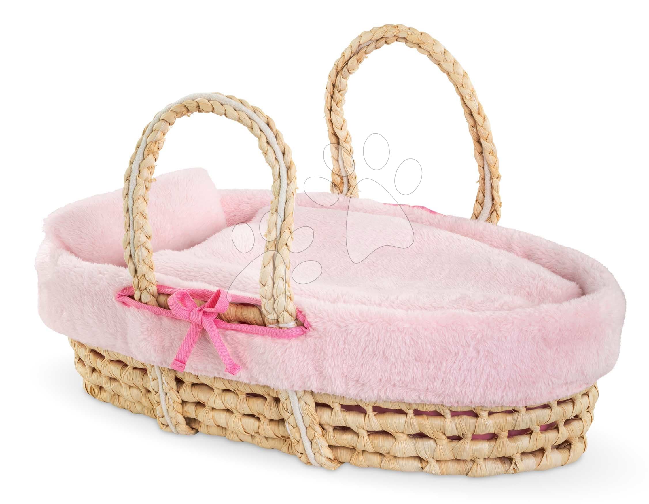 Prútený košík s prikrývkou a vankúšom pre bábiku Braided Basket Set Plush Corolle pre 36-42 cm bábiku
