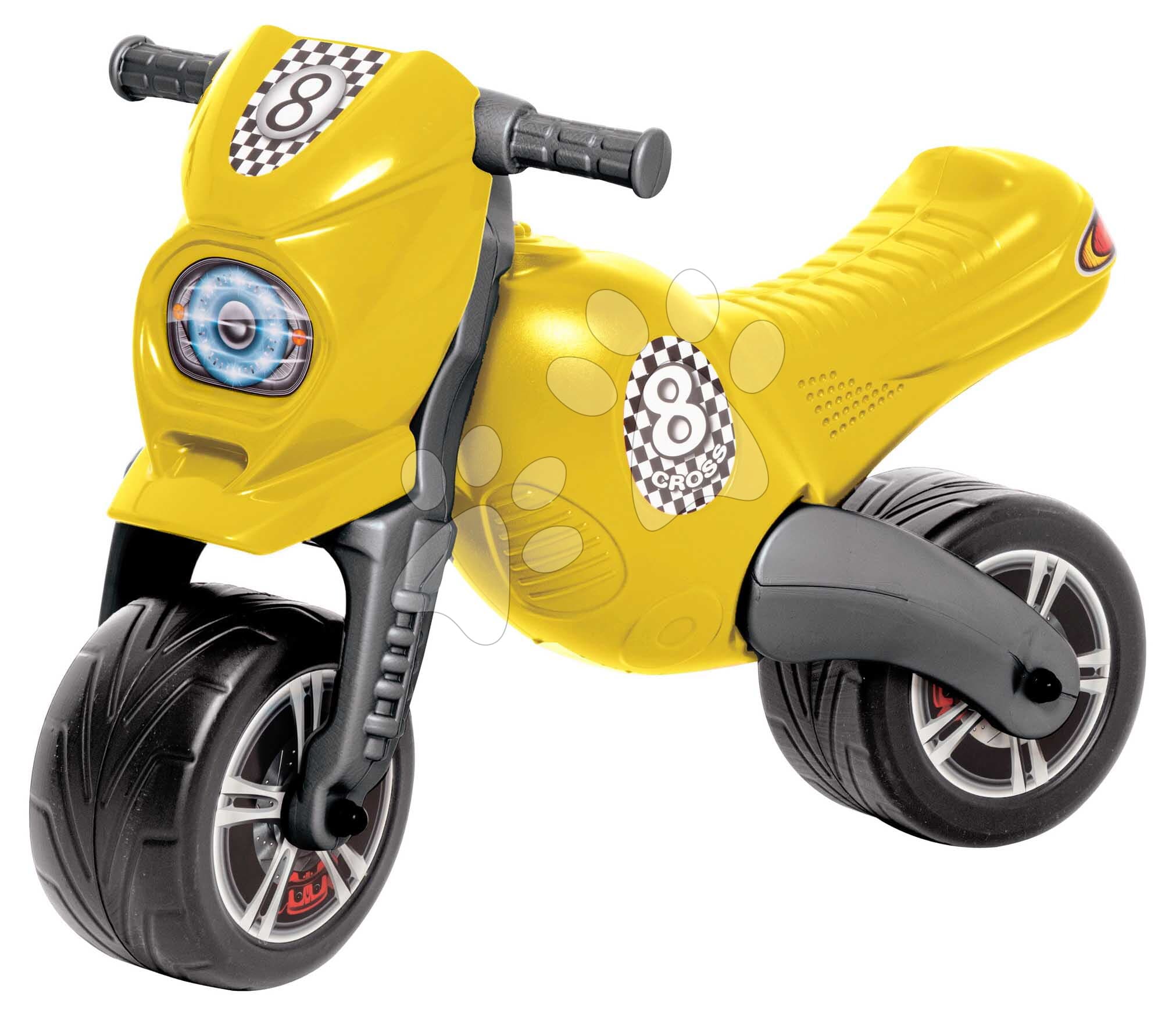 Odrážadlo motorka Cross 8 Dohány maxi veľká žltá 76*39*54 cm nosnosť 50 kg