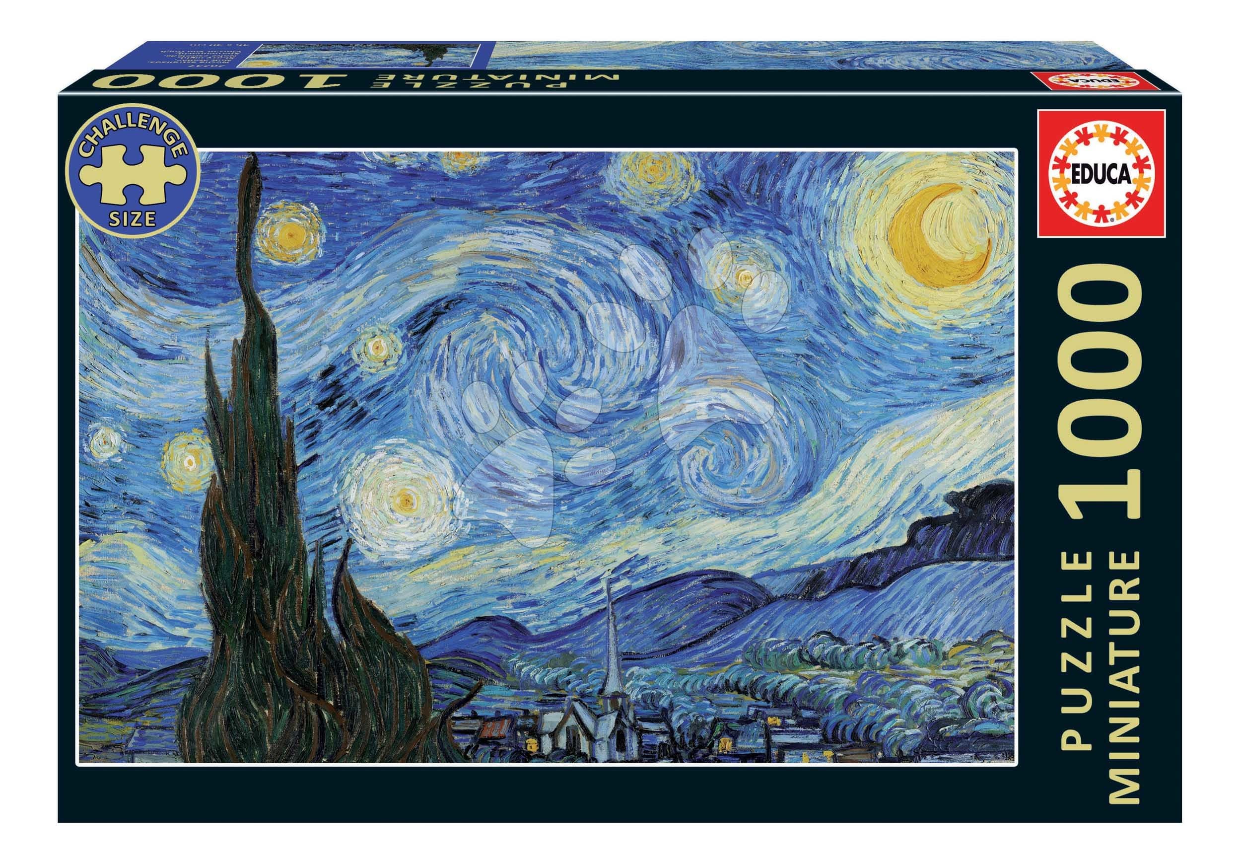 Puzzle Starry Night Miniature Educa miniatúrne 1000 dielov a Fix lepidlo
