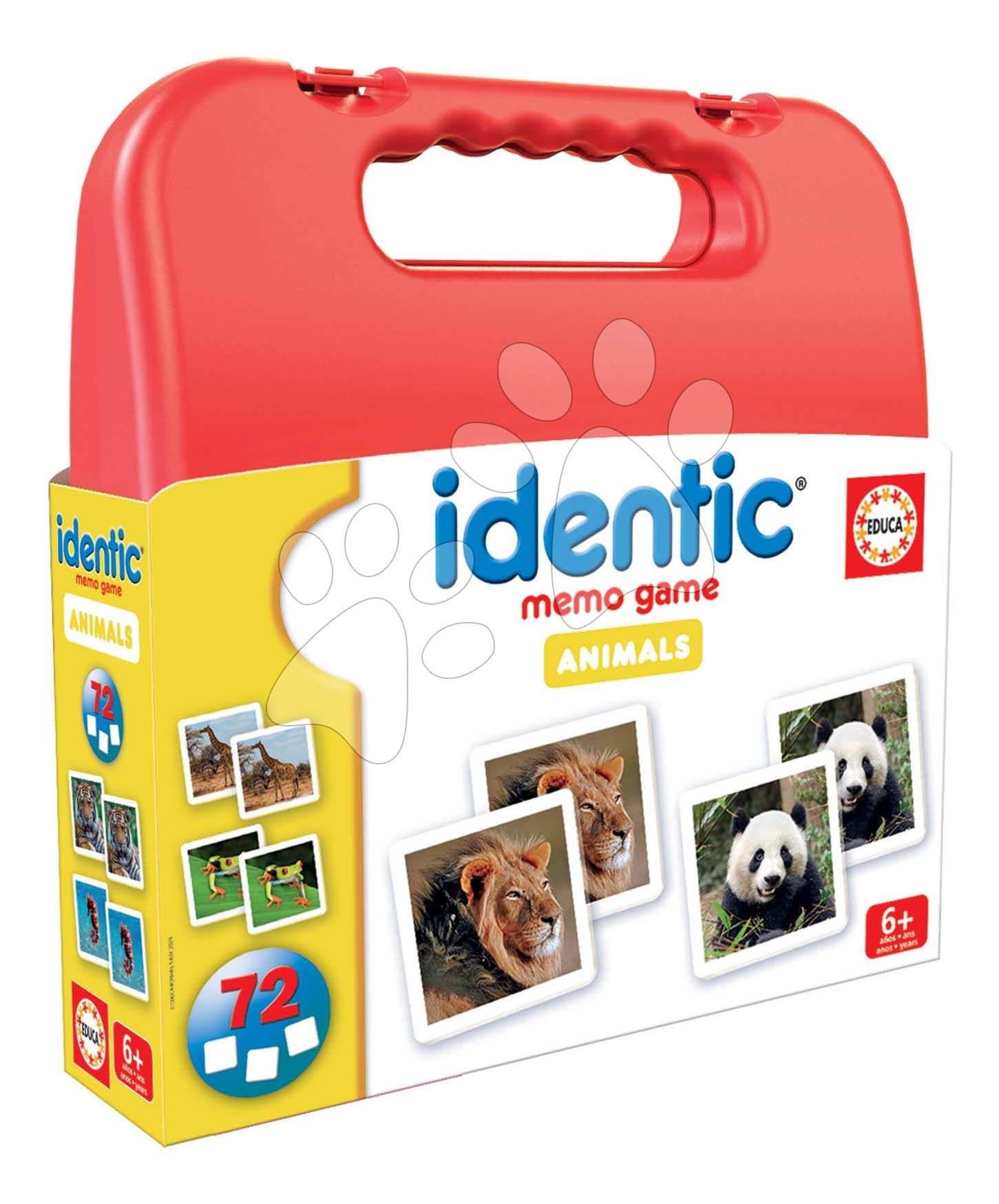 Pexeso v kufríku Identic Memo Game Animals Educa pamäťová hra 72 kariet od 6 rokov