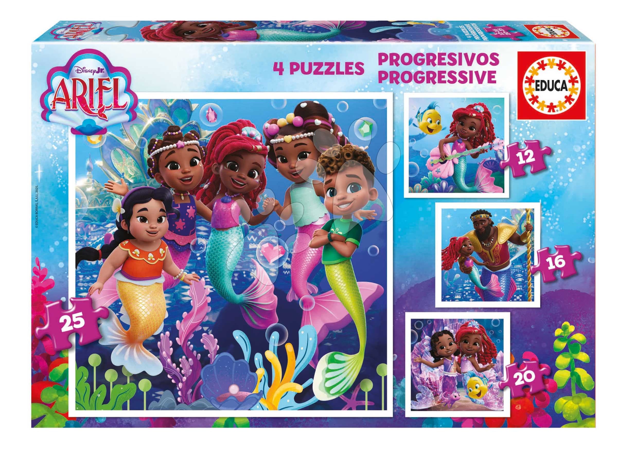 Puzzle Ariel Disney Progressive Educa progresívne 12-16-20-25 dielov