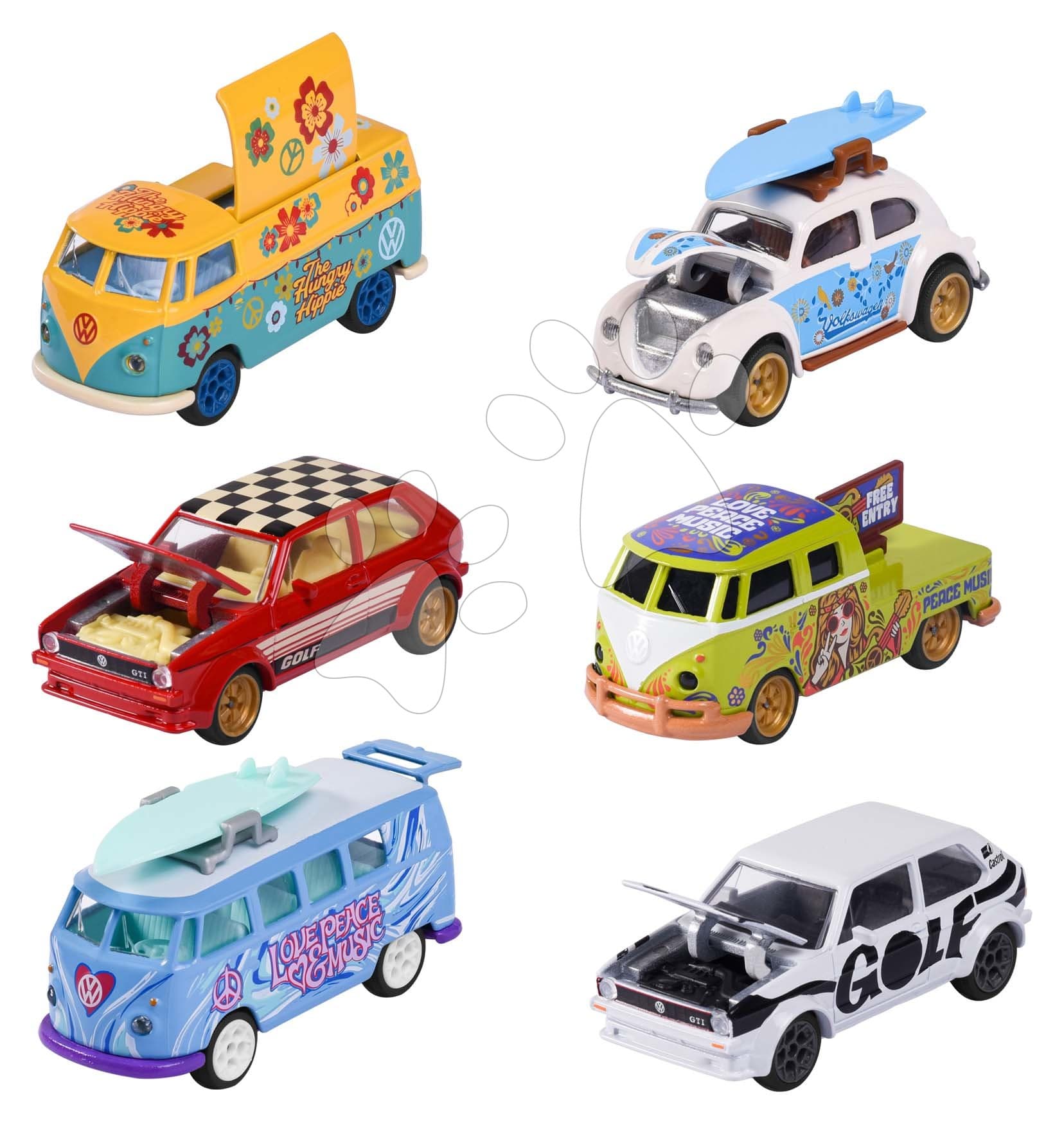 Autíčko VW The Original Deluxe Cars Majorette kovové so zberateľským boxom 7,5 cm dĺžka 6 rôznych druhov