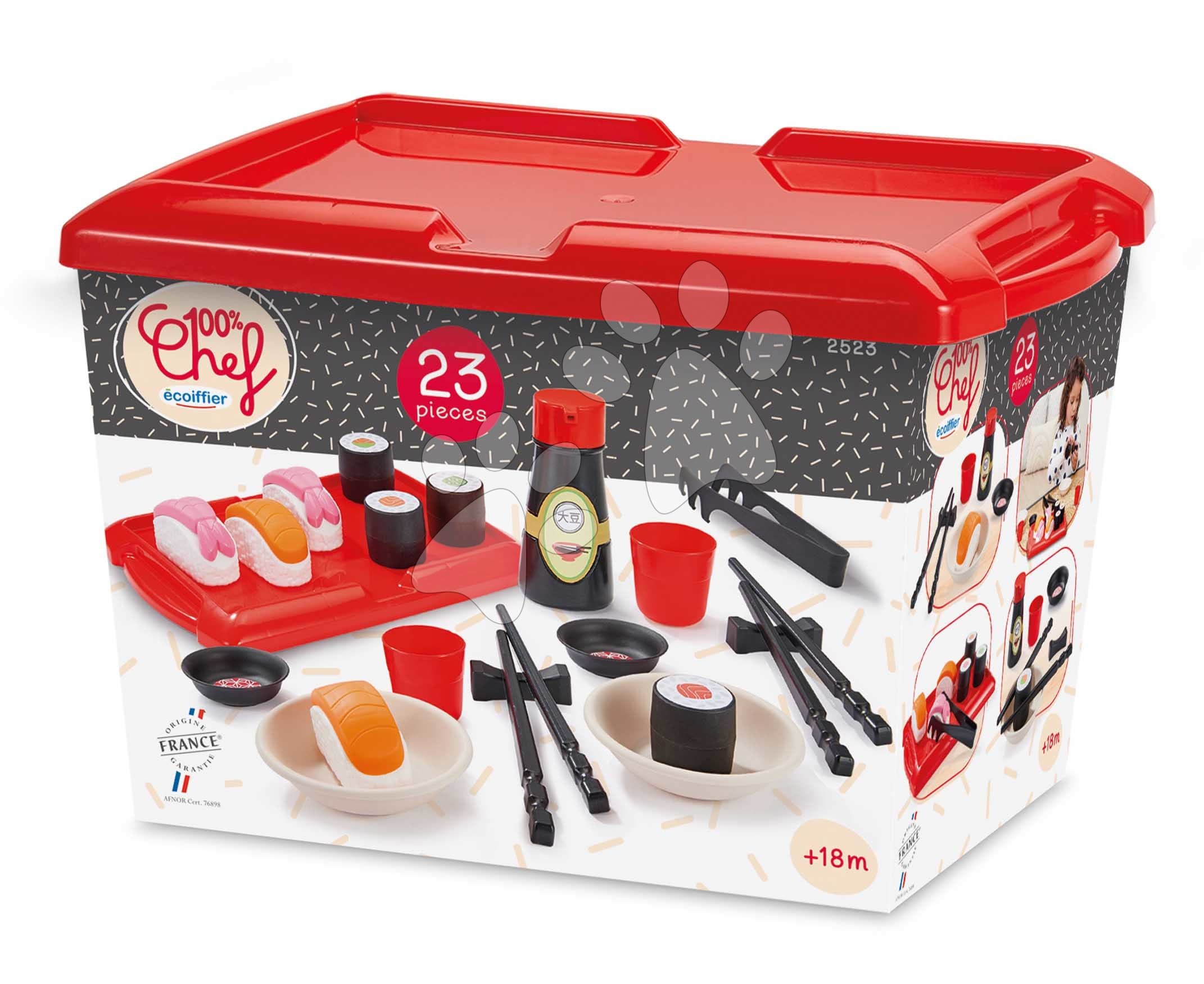 Potraviny do kuchynky Sushi 100% Chef Écoiffier 23 doplnkov v dóze od 18 mes