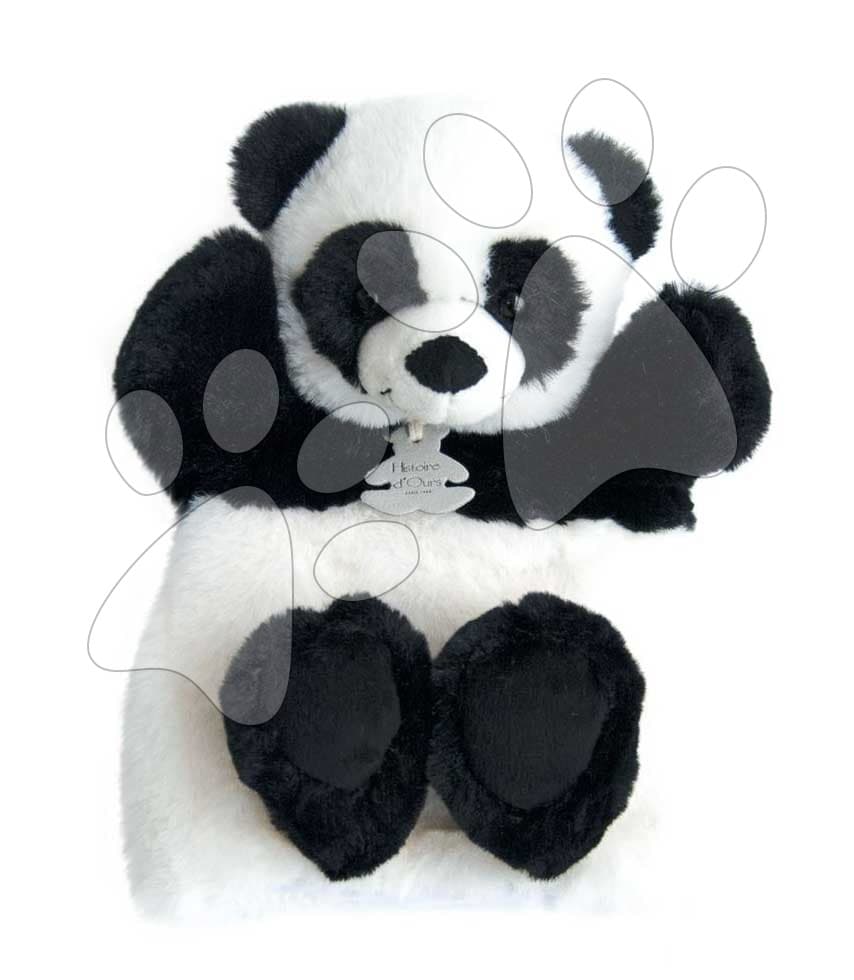 Plyšová panda na bábkové divadlo Panda Puppet Histoire d’ Ours čierno-biela 25 cm od 0 mes