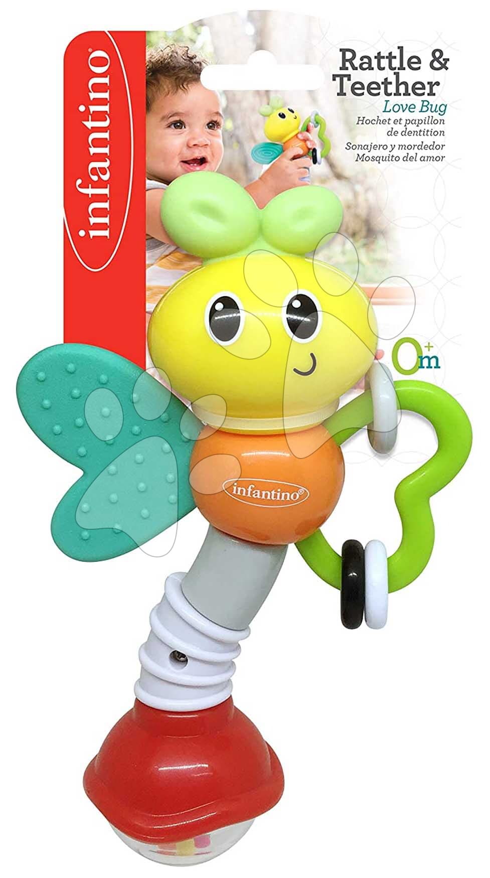 Hrkálka s hryzátkom Motýľ Rattle & Teether Love Bug Infantino od 0 mes
