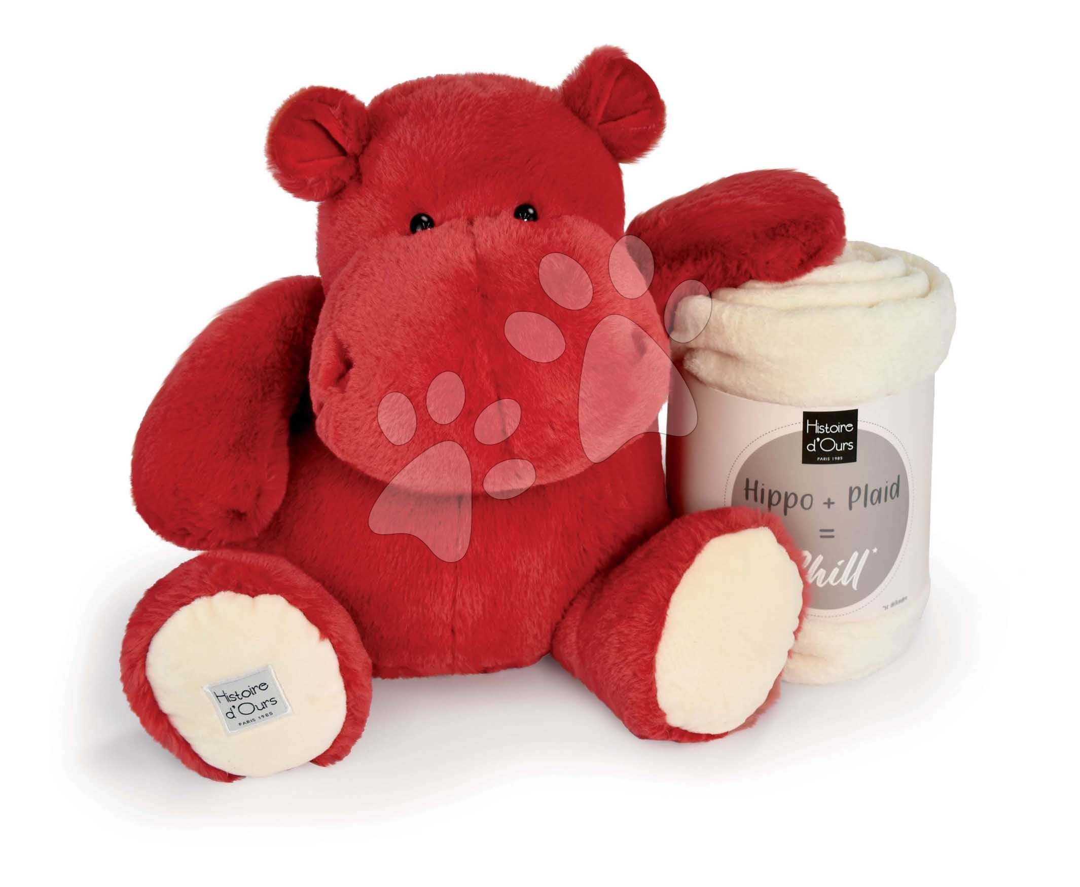 Plyšový hroch s dekou Red Love Hippo Chill Histoire d’ Ours červený 45 cm od 0 mes