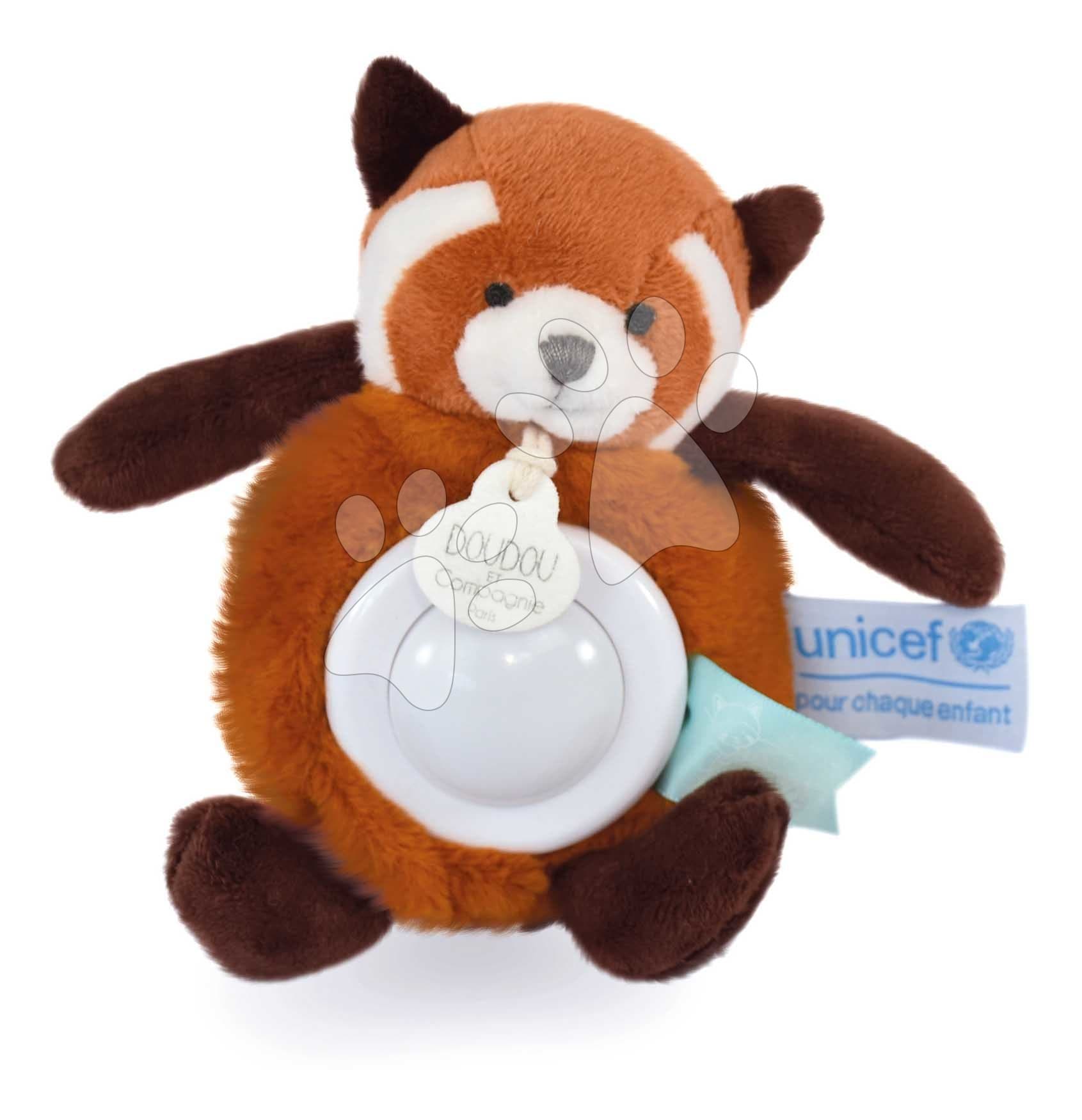 Plyšová panda so svetlom Red Panda Nightlight Unicef Collection Doudou et Compagnie v darčekovom balení červená 15 cm od 0 mes