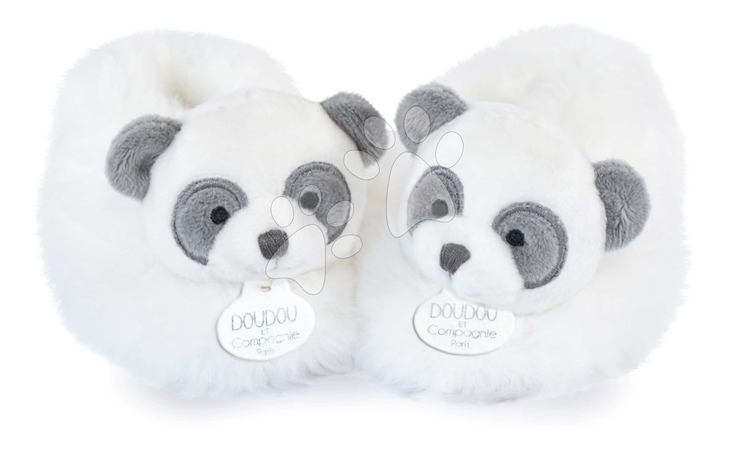 Papučky pre bábätko Panda Booties Unicef Collection Doudou et Compagnie v darčekovom balení biele 0-6 mes