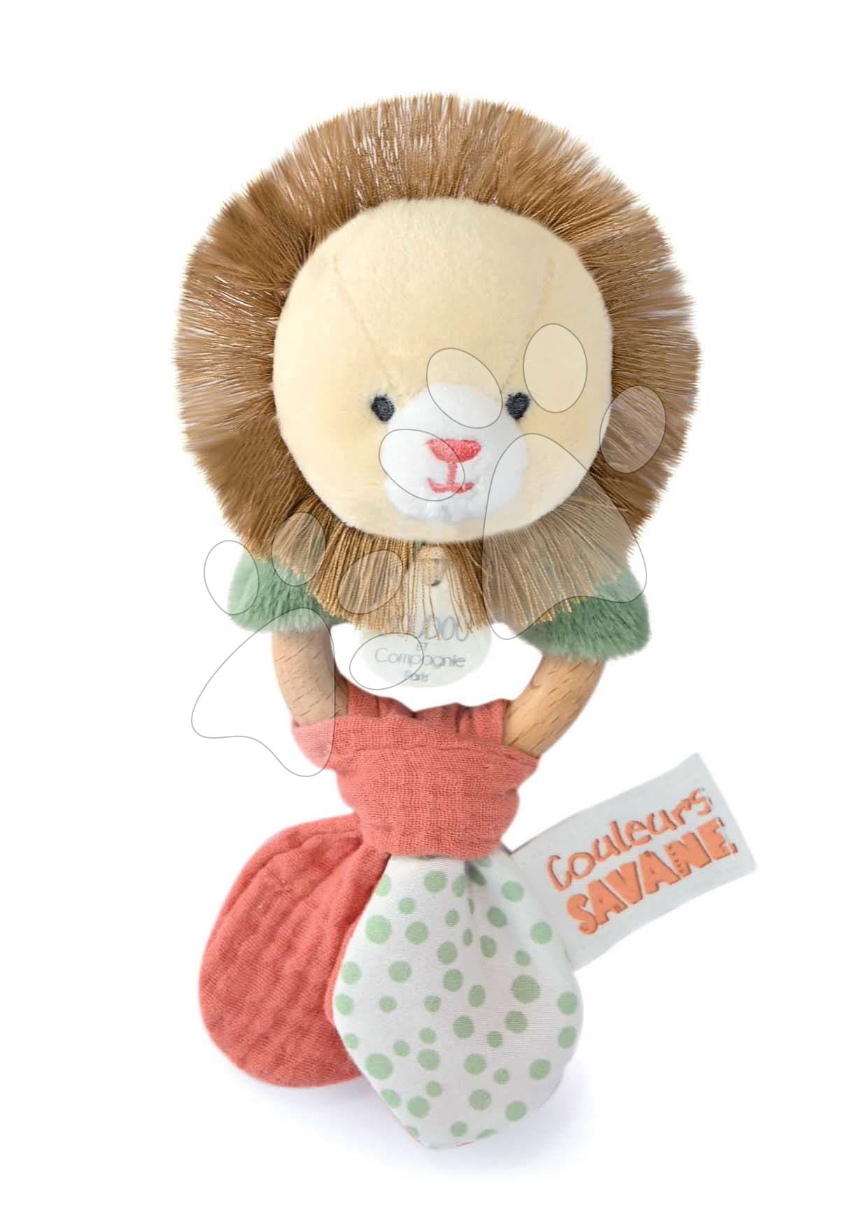 Plyšový lev s hrkálkou Couleurs Savane Doudou et Compagnie 15 cm od 0 mes