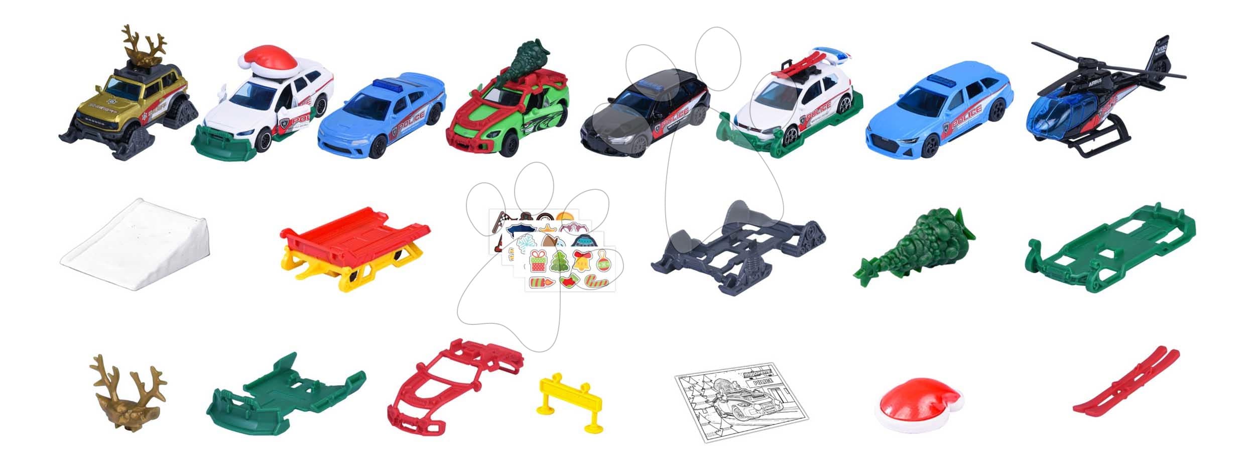 Adventný kalendár s autíčkami Advent Calendar Majorette 24 prekvapení so 16 doplnkami od 5 rokov