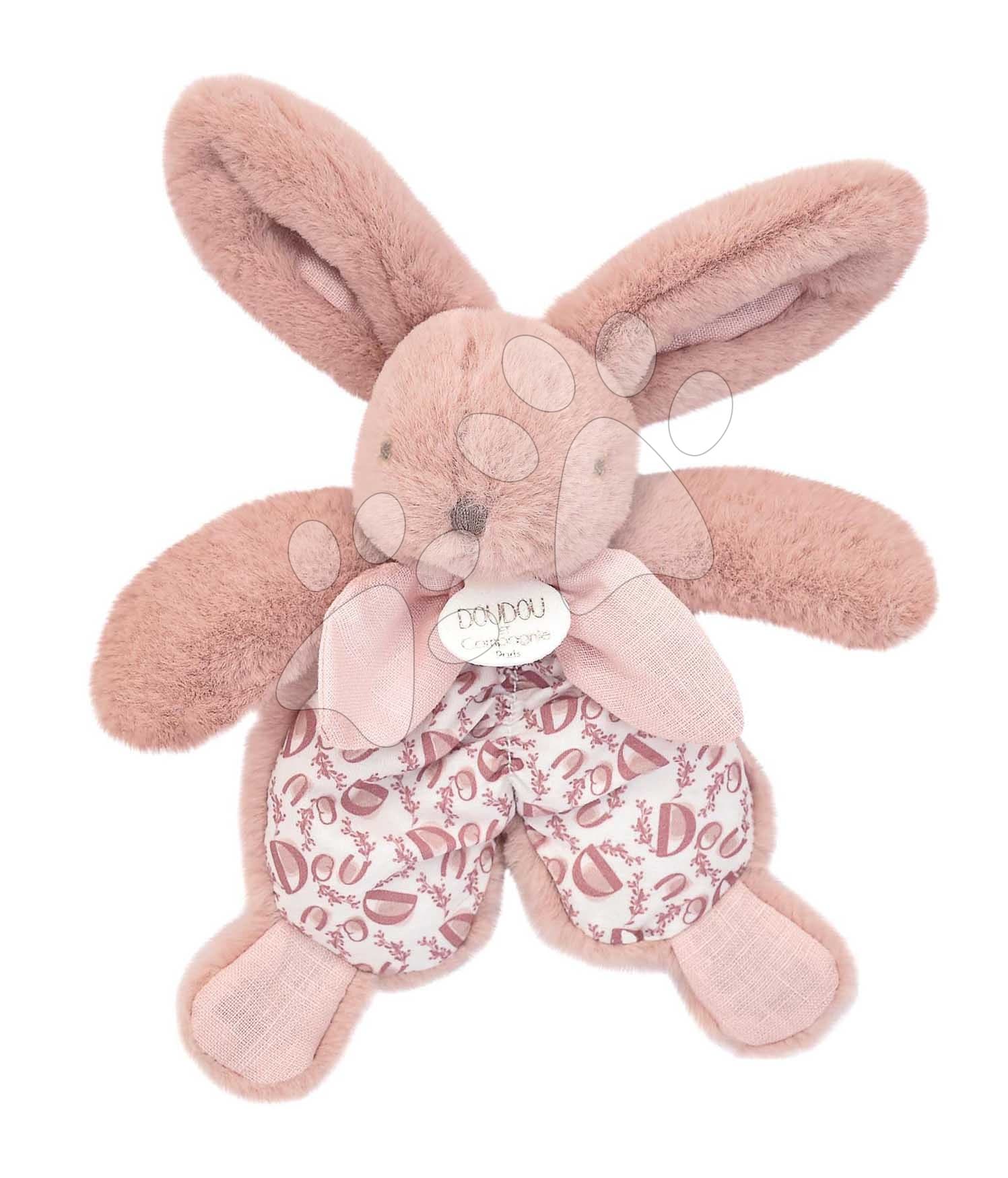 Plyšový zajačik na maznanie Bunny Comforter Pink Doudou et Compagnie v darčekovom balení ružový 18 cm od 0 mes
