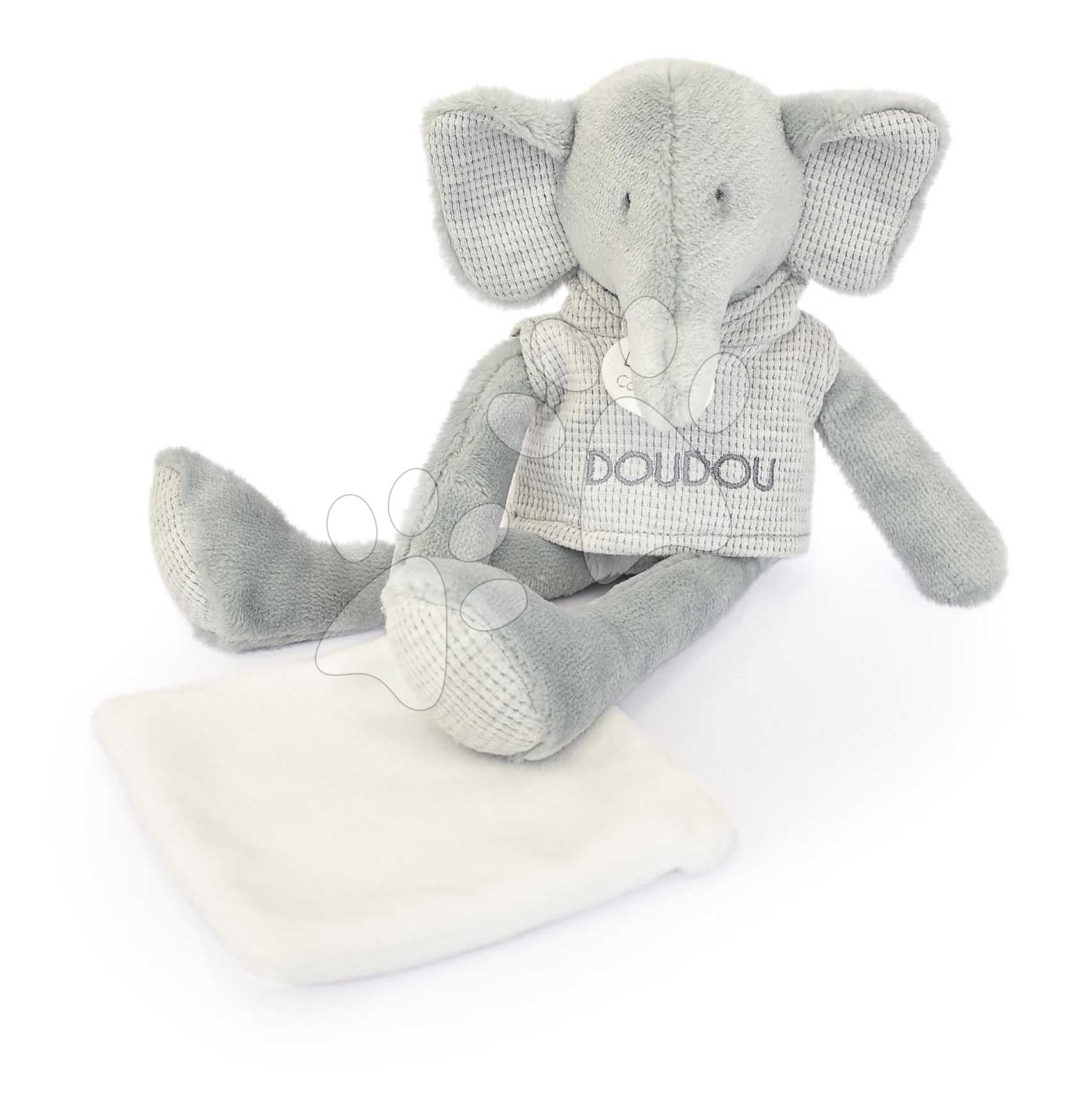 Plyšový sloník Elephant Sweety Doudou et Compagnie v darčekovom balení sivý 25 cm od 0 mes