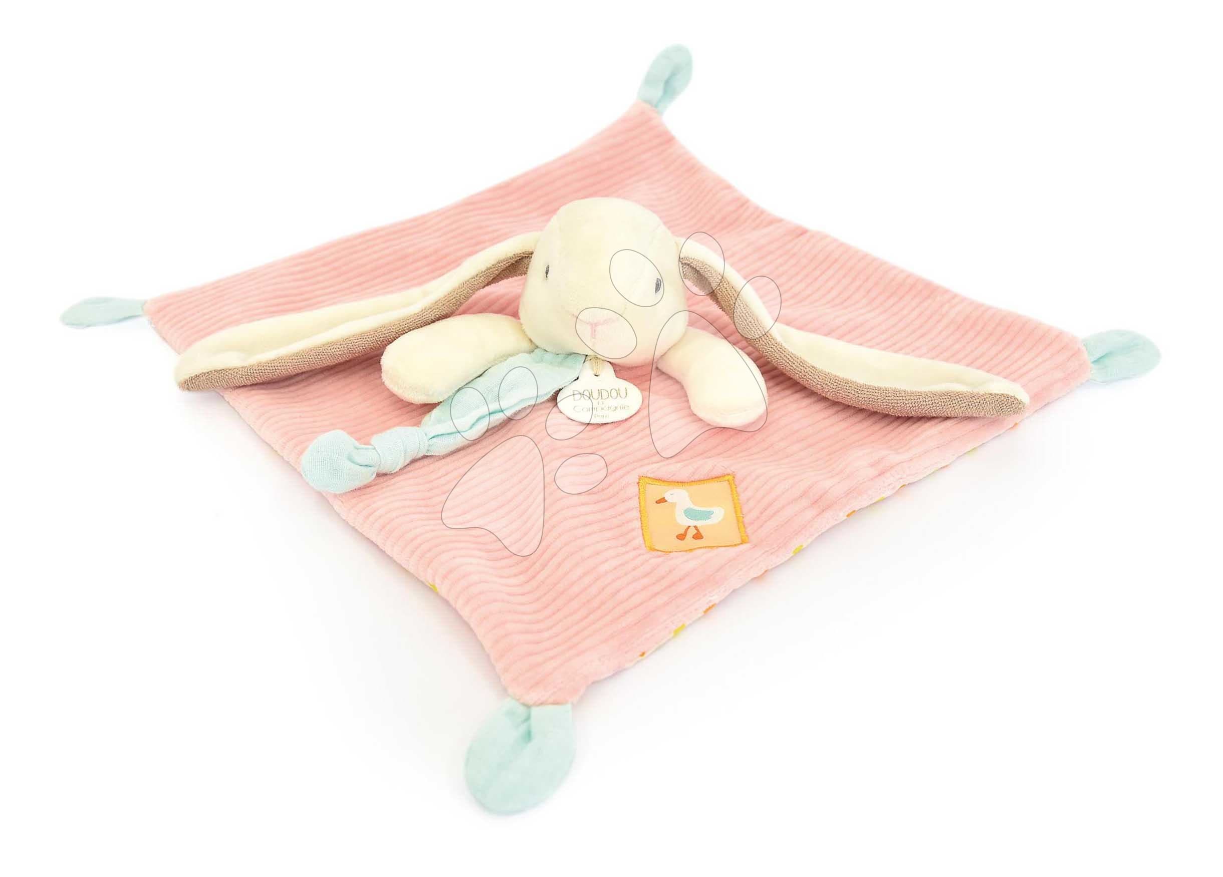 Plyšový zajačik na maznanie Lapin Ciboulette Flat Comforter Doudou et Compagnie v darčekovom balení 27 cm od 0 mes