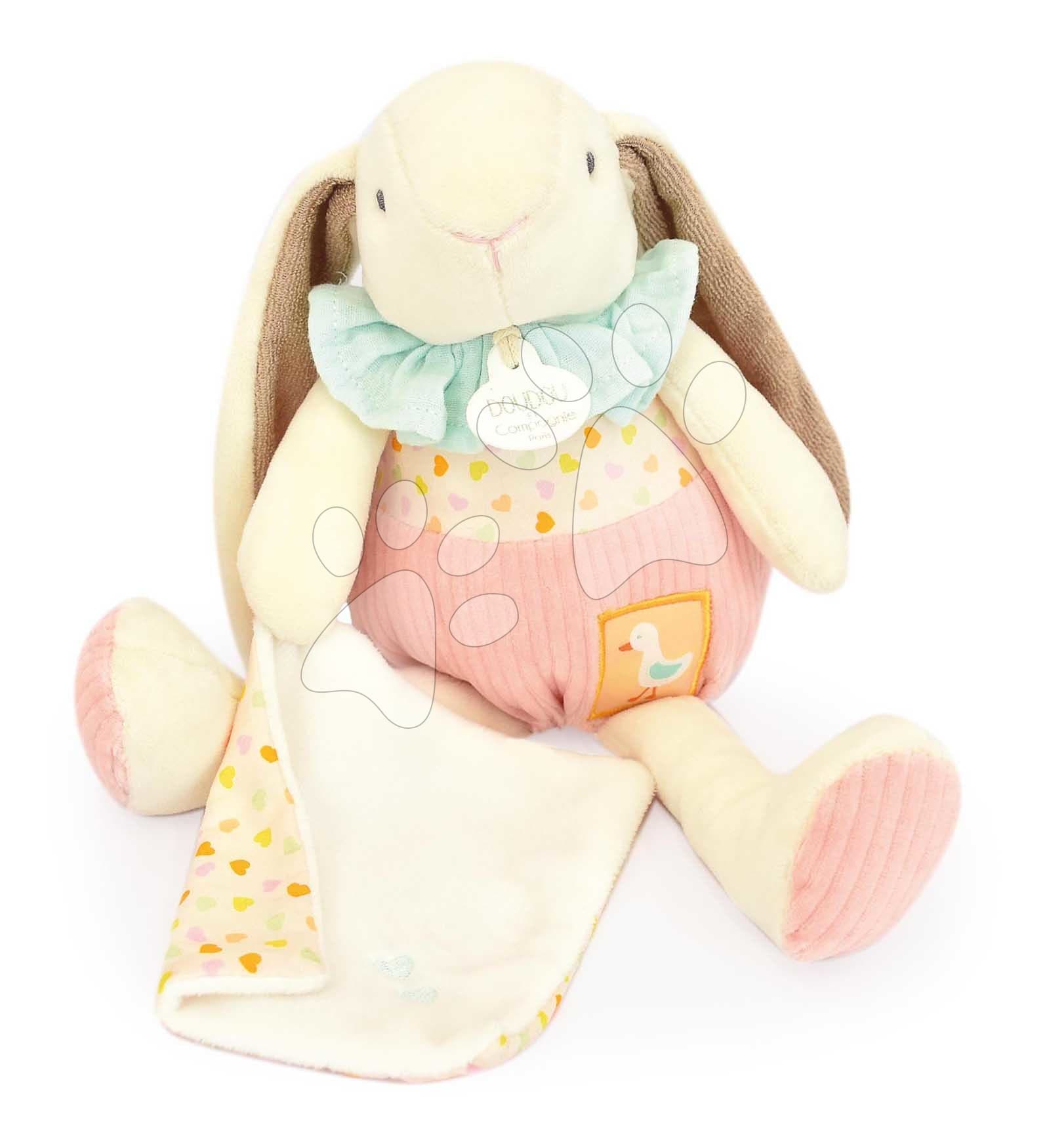 Plyšový zajačik s handričkou na maznanie Lapin Ciboulette Doudou et Compagnie v darčekovom balení 28 cm od 0 mes