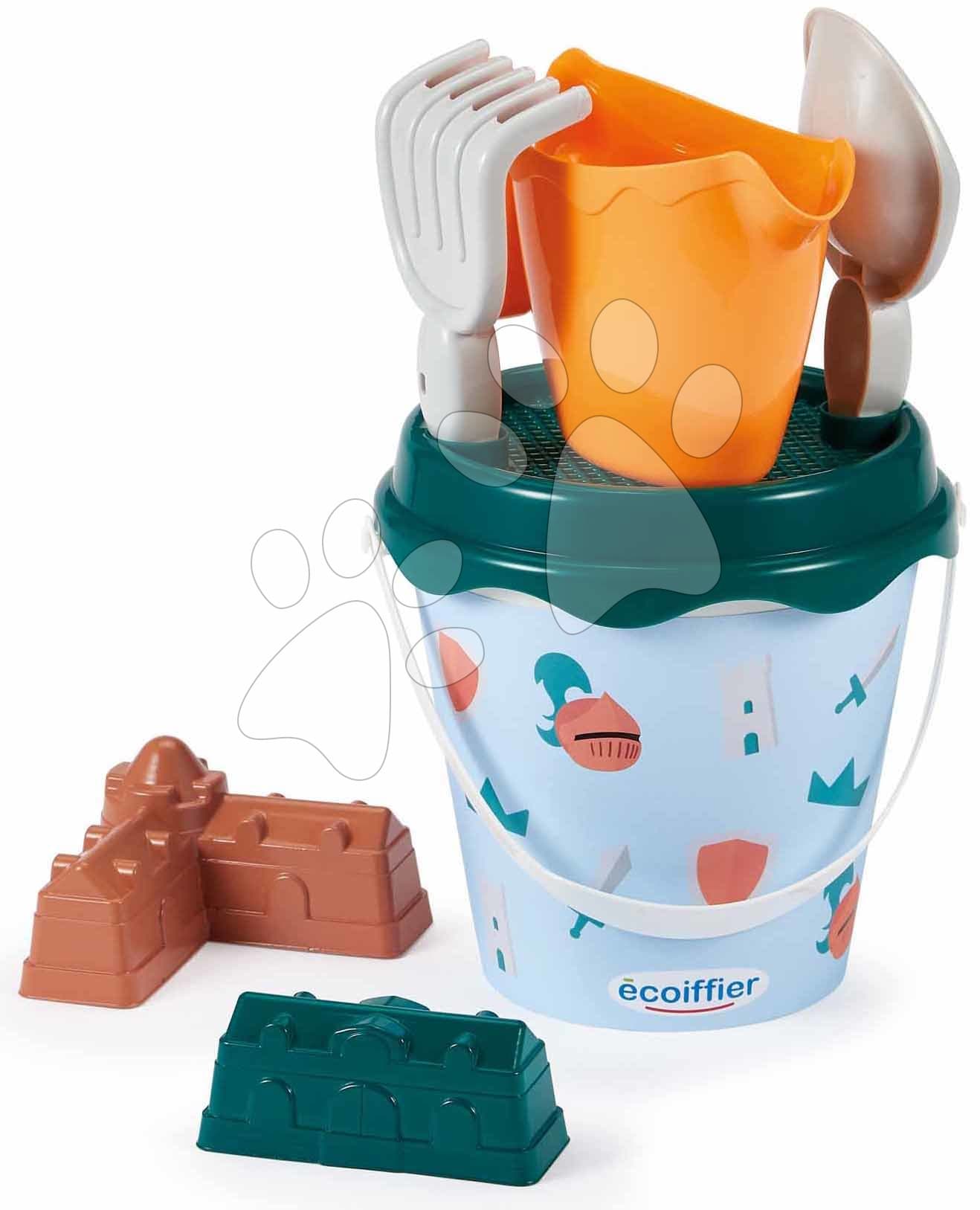 Vedro set s krhlou Rytieri Knights Beach Summer Écoiffier 17 cm s lopatkou a 2 formičkami v tvare hradu od 18 mes