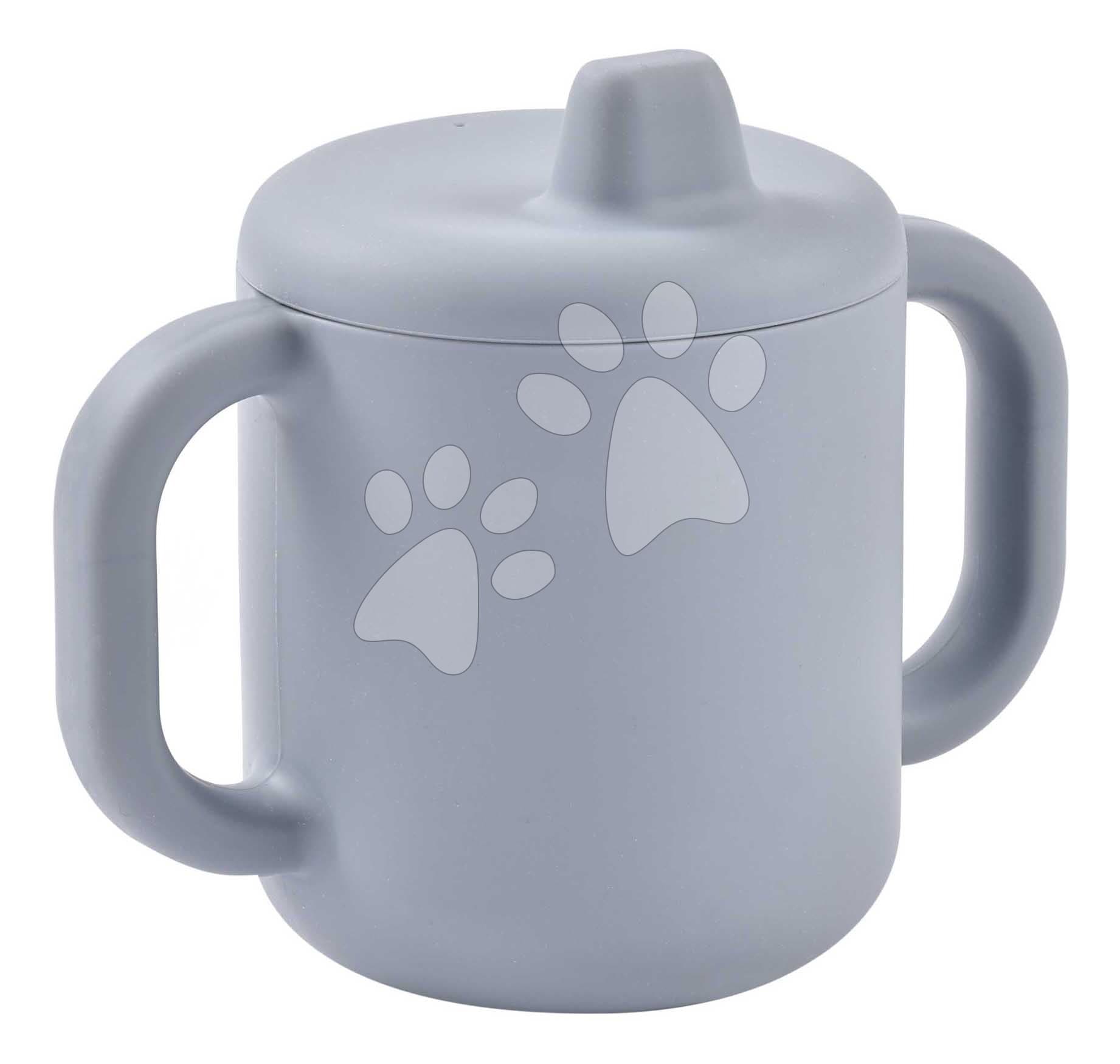 Hrnček pre bábätká Silicone Training Cup Pebble Beaba s vrchnákom na samostatné pitie sivý od 8 mes