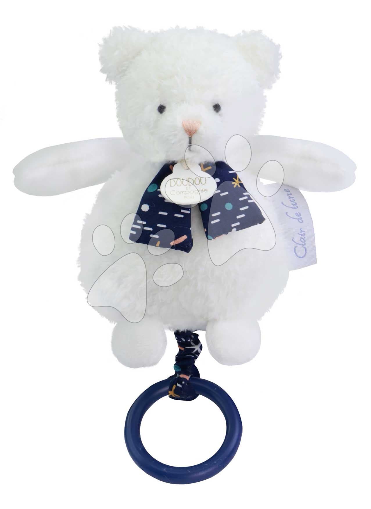 Plyšový medvedík s melódiou svietiaci v tme Moonlight Collection Music Box Doudou et Compagnie v darčekovom balení biely 17 cm od 0 mes