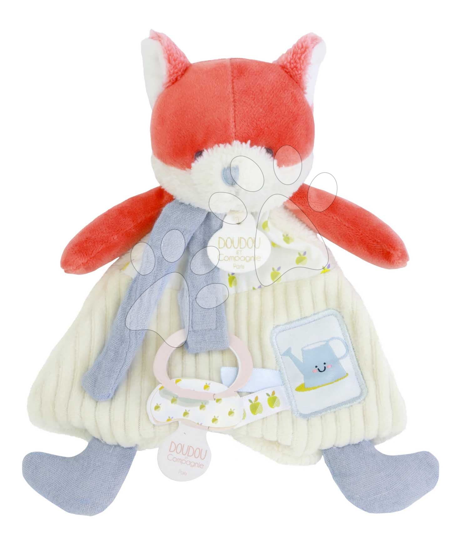 Plyšová líška s klipom na cumlík Romarin the Fox In my Garden Dummy Holder Doudou et Compagnie v darčekovom balení 19 cm od 0 mes