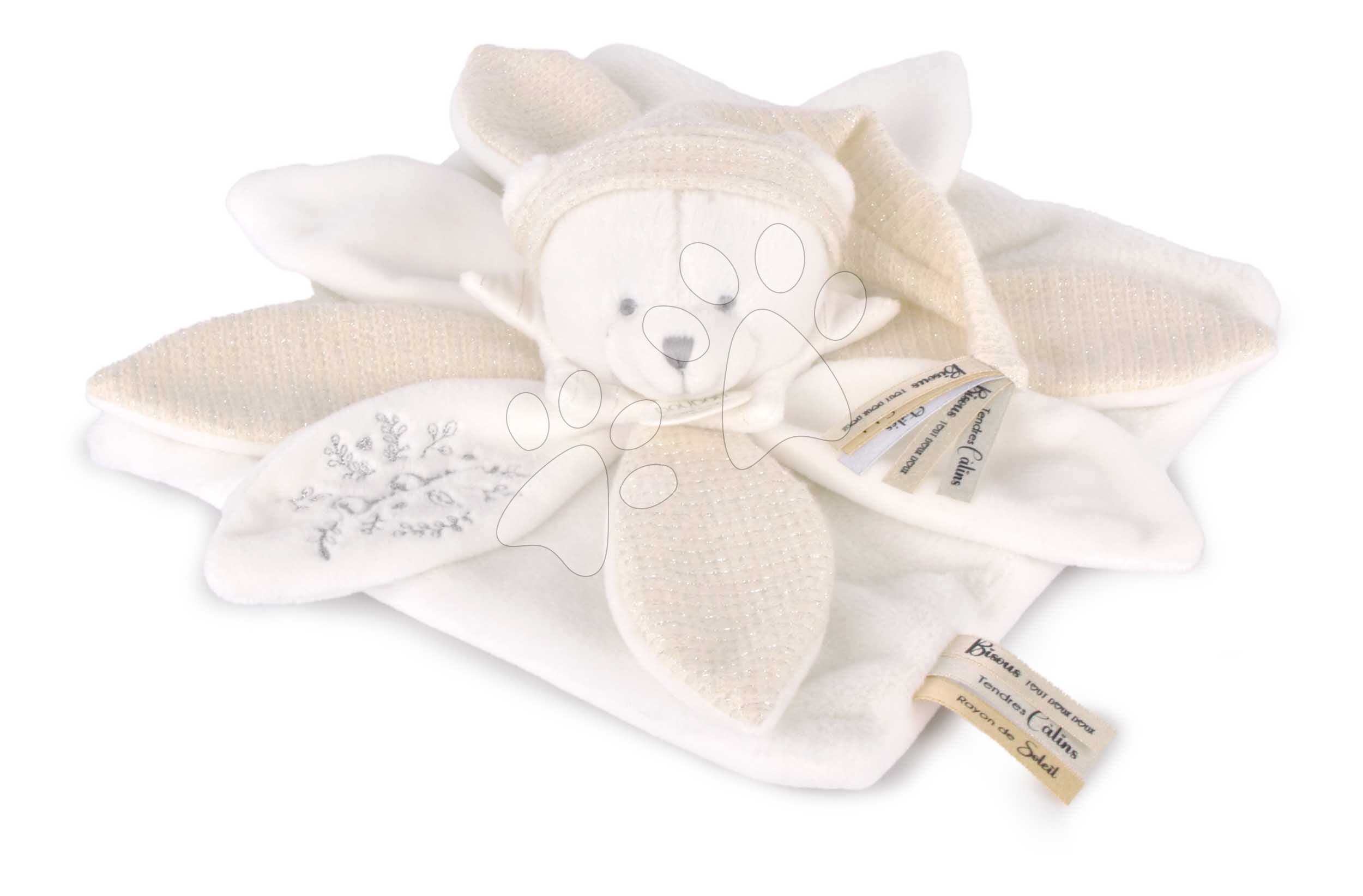 Plyšový medvedík na maznanie Doudou 25 Years Doudou Collector White Dodou et Compagnie v darčekovom balení biely 25 cm od 0 mes
