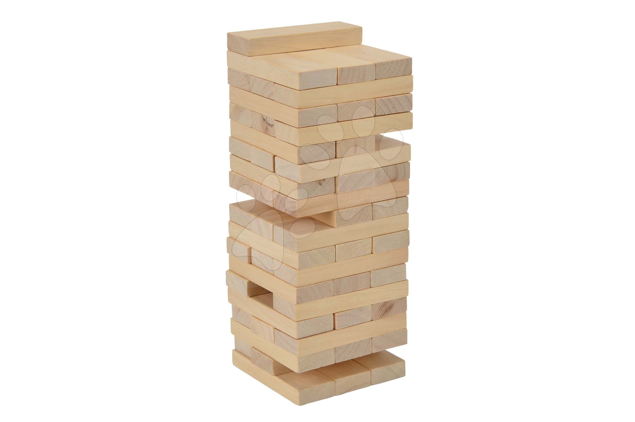 Drevená spoločenská hra skladacia veža Wooden Tumbling Tower Eichhorn 54 prírodných kociek od 5 rokov