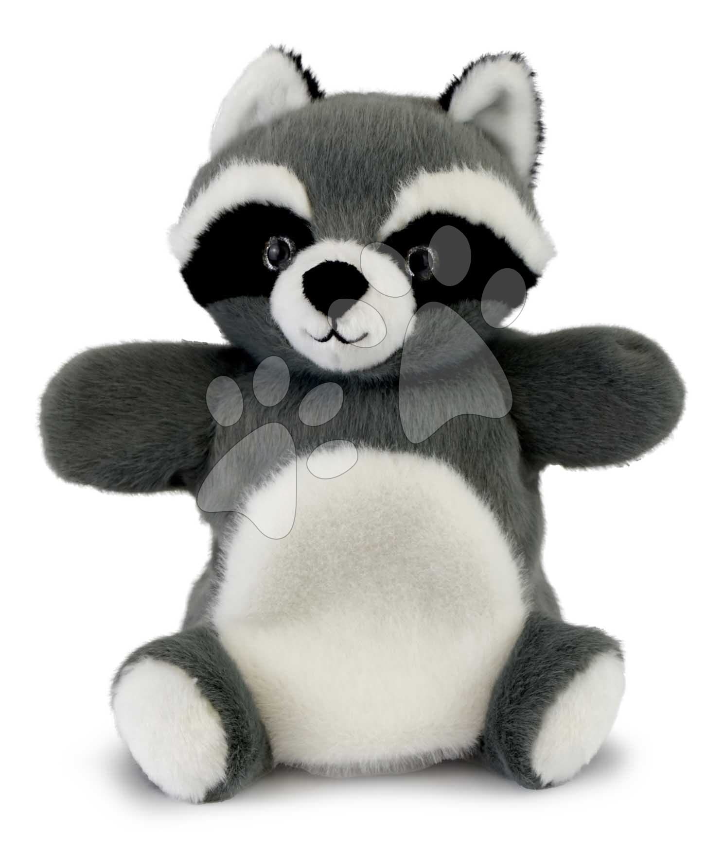 Plyšový medvedík čistotný na bábkové divadlo Raccoon Puppet Histoire d’ Ours sivý 24 cm od 0 mes