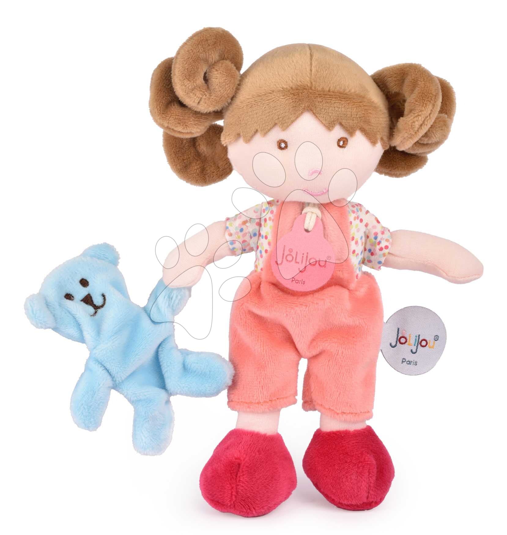 Bábika pre bábätká Mrs Confetti My First Doll Jolijou 21 cm v overale s medvedíkom z jemného textilu od 0 mes