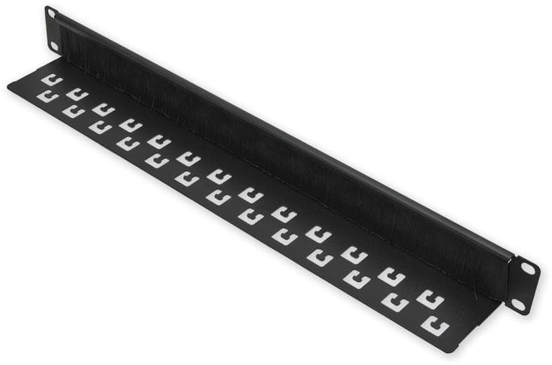 CM.BR00.01U - 19" priechodný panel s kefou, 1U