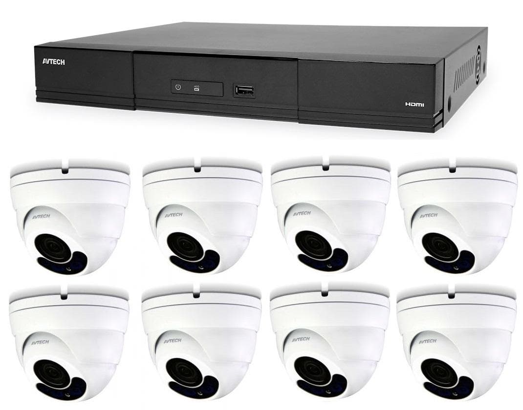 Kamerový set 1x AVTECH NVR AVH2109AX a 8x 2MPX Motorzoom IP Dome kamera AVTECH DGM2443SVSE + 8x Kábel UTP 1x RJ45 - 1x RJ45 Cat5e 15m!