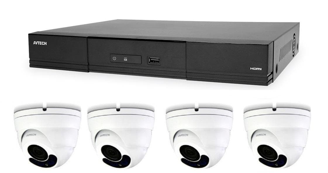 Kamerový set 1x AVTECH NVR AVH2109AX a 4x 5MPX IP Dome kamera AVTECH DGM5406ASE + 4x Kábel UTP 1x RJ45 - 1x RJ45 Cat5e 15m!