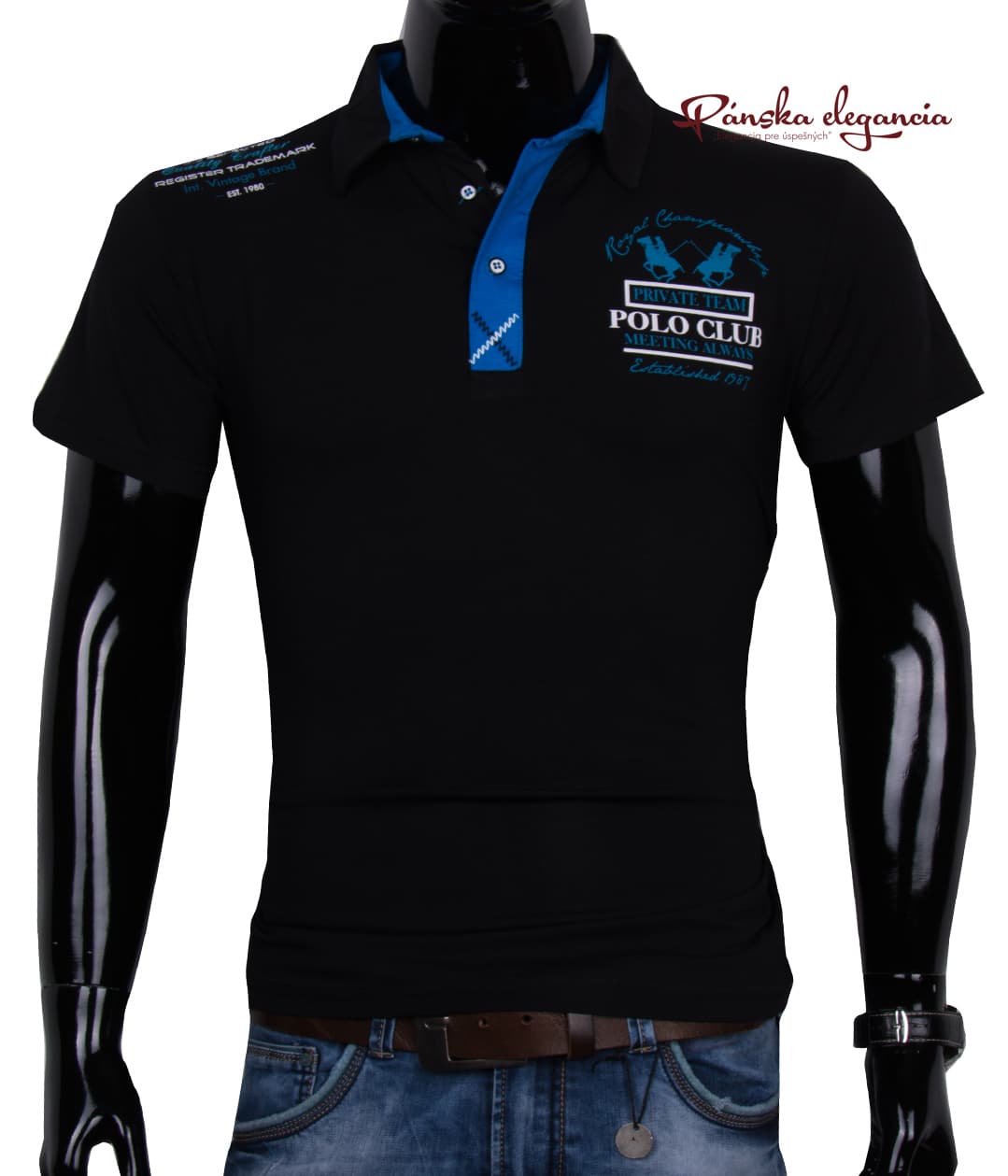 Čierne polo tričko s top detailami.