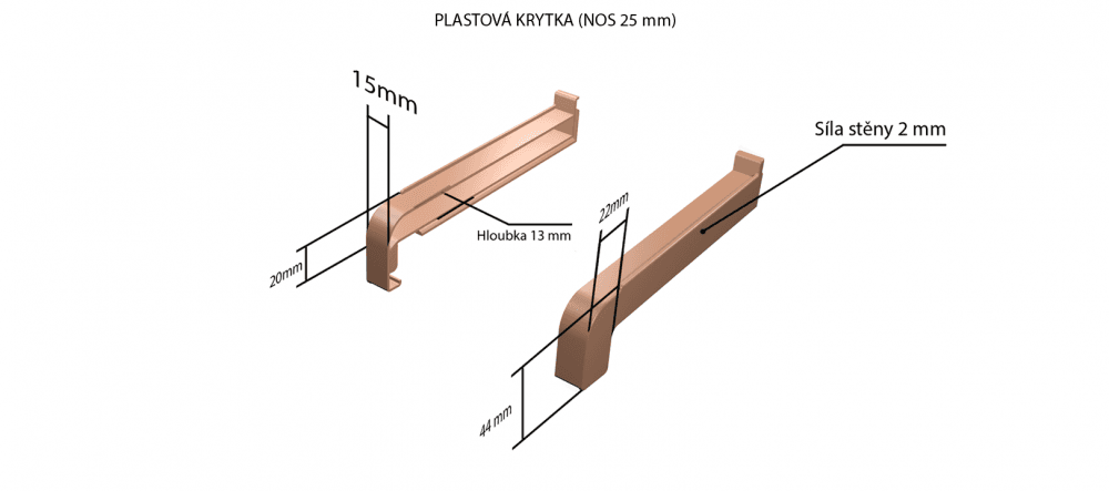 Plastové krytky pre obe strany (k vonkajším ťahaným parapetom) NOS 25 mm pre šírku: 320 mm - Bronz ELOX C33
