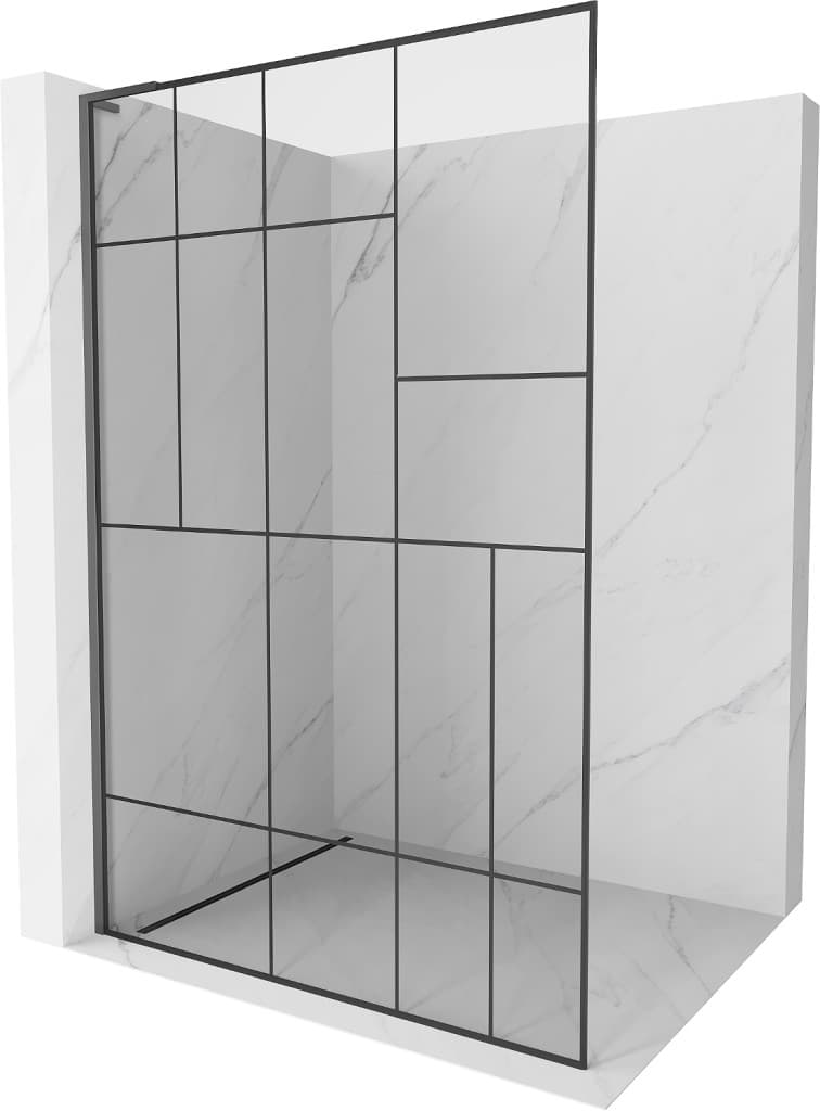 MEXEN/S - Kioto L Sprchová zástena WALK-IN 80 x 200, čierny vzor, grafit metal 800-080-103-95-78