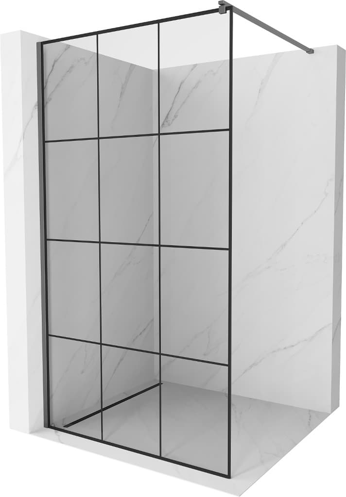 MEXEN/S - Kyoto Sprchová zástena WALK-IN 100 x 200, čierny vzor 8 mm, grafit metal 800-100-101-95-77