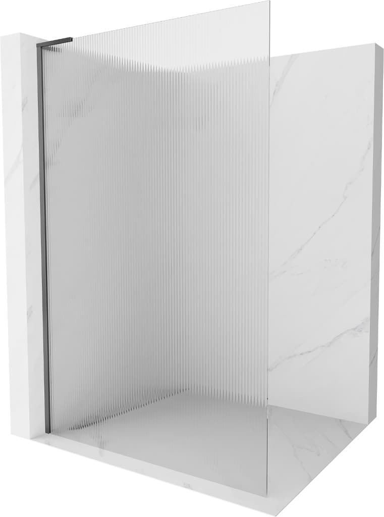 MEXEN/S - Kioto L Sprchová zástena WALK-IN 100 x 200, prúžky, grafit metal 800-100-103-95-09