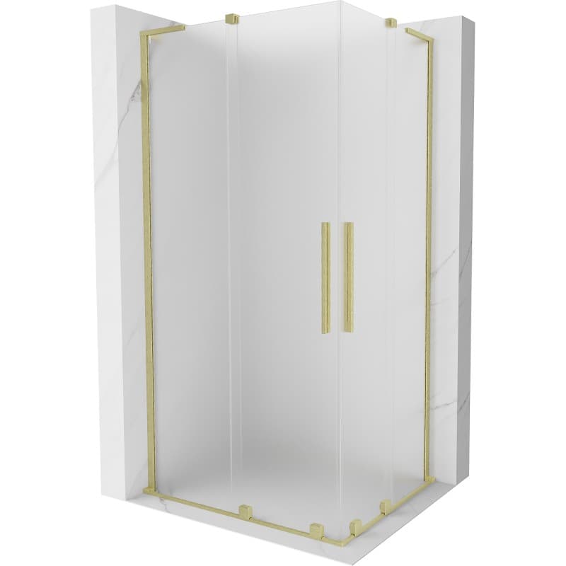 MEXEN/S - Velar L Duo sprchovací kút, posuvné dvere 100 x 90, dekor, zlato kartáčovaná 871-100-090-02-33-55
